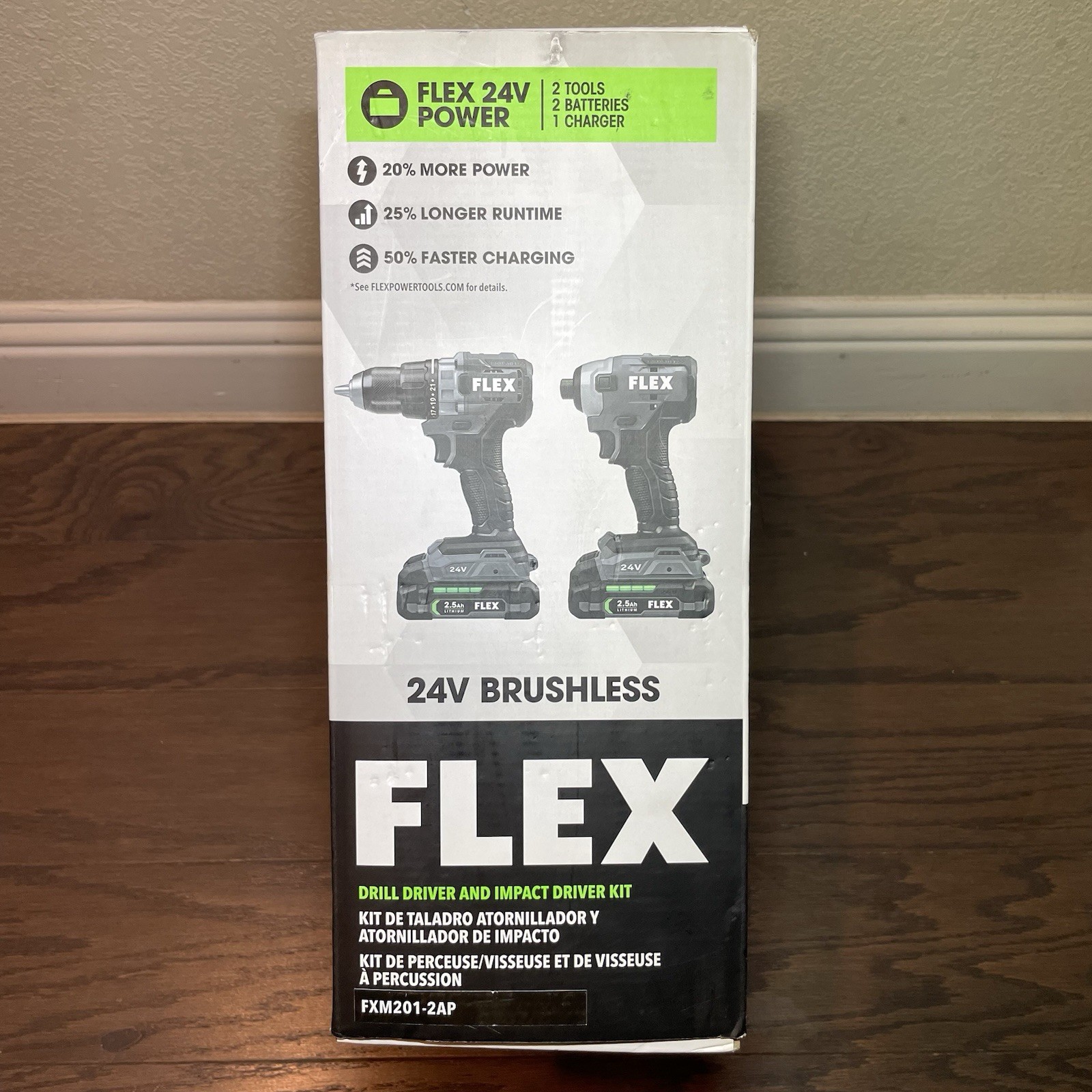 FLEX 24V Brushless Drill & Impact Driver Combo Kit 2 Batteries/Case FXM201-2AP