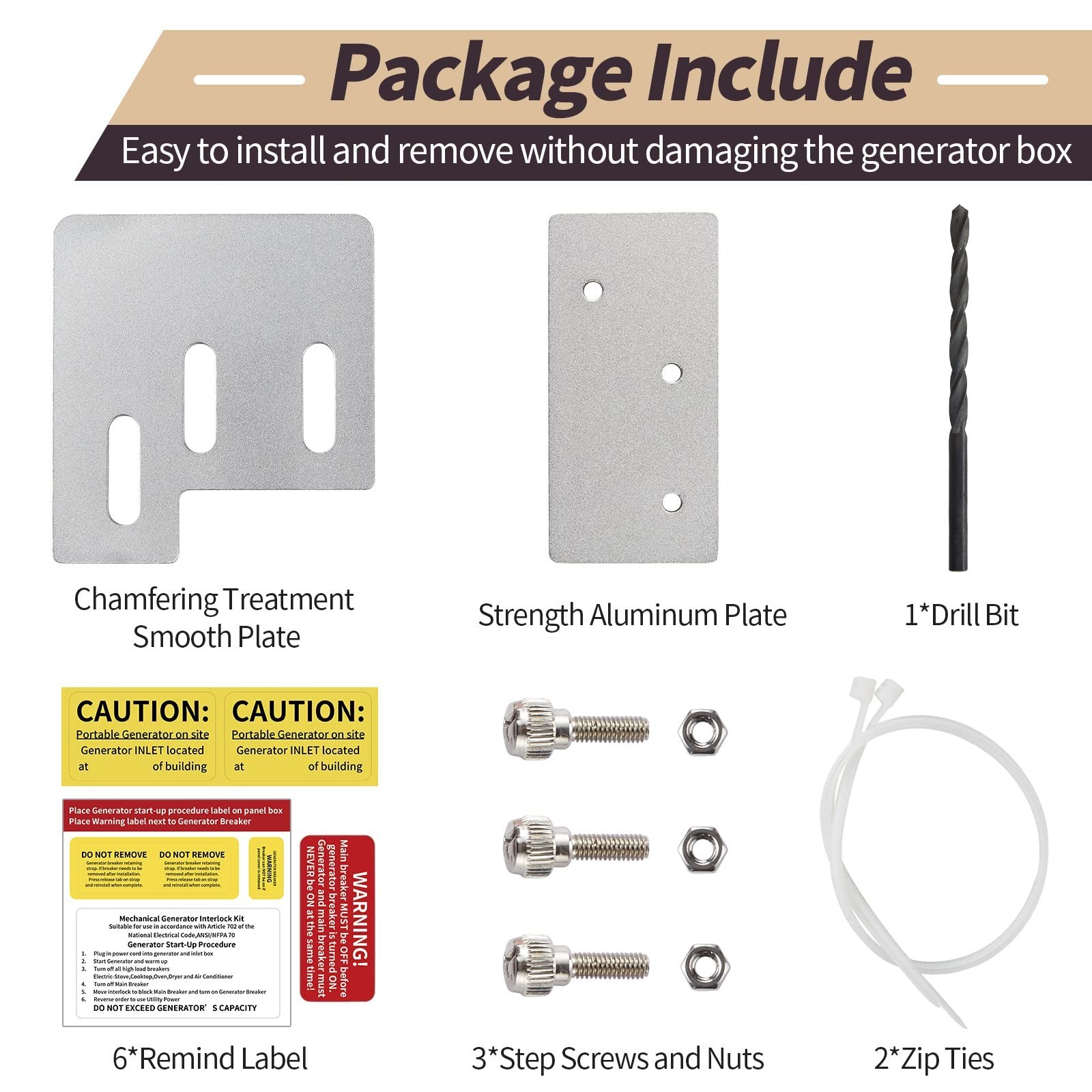 Generator Interlock Kit Compatible w/Square D QO & Homeline 150 or 200A Break...