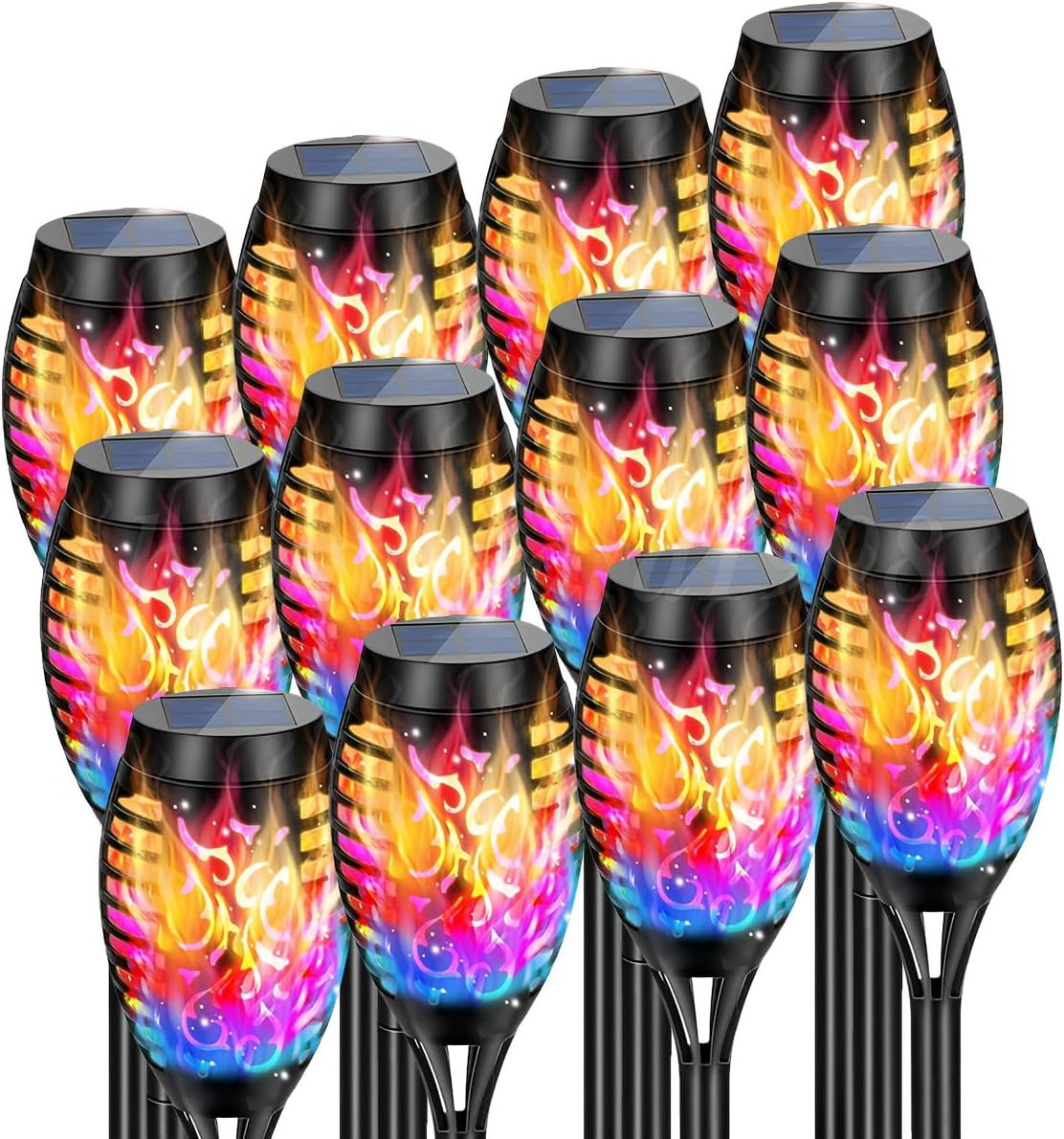 4/6/8/12 Pack Outdoor Solar Torch Lights,  solar flame light Decor Colorful