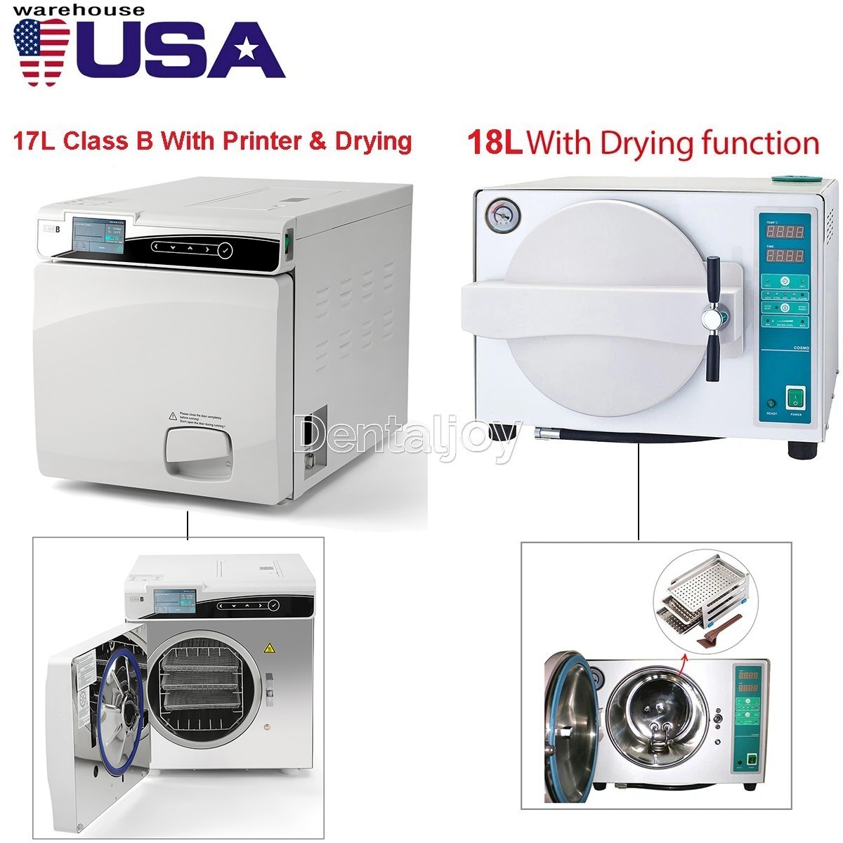 17L /18L Dental Autoclave Steam Sterilizer Class B Sterilization With Printer