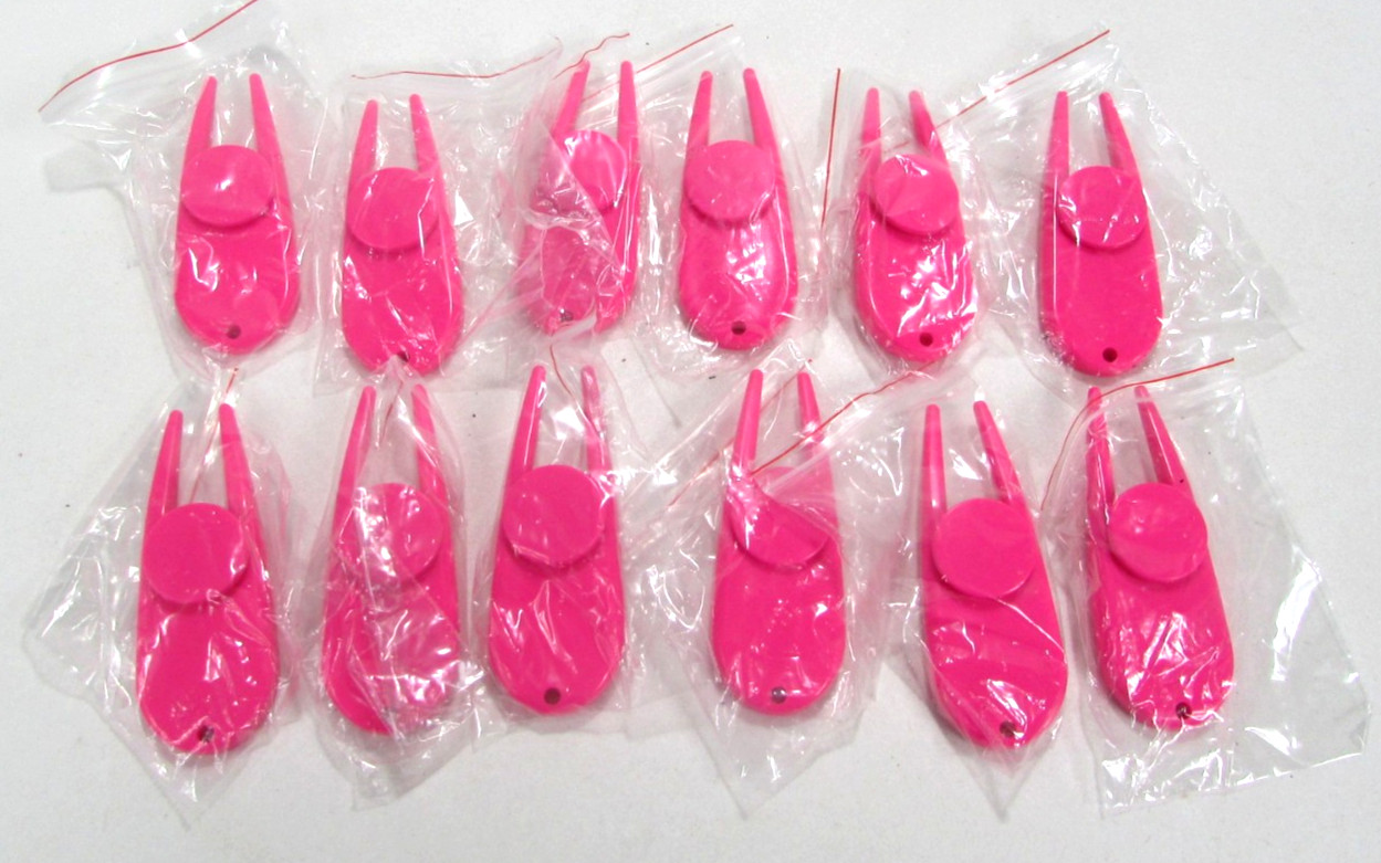 12Pcs Golf Divot Tool Plastic Golf Repair Tool Ball Marker for Golfer PINK
