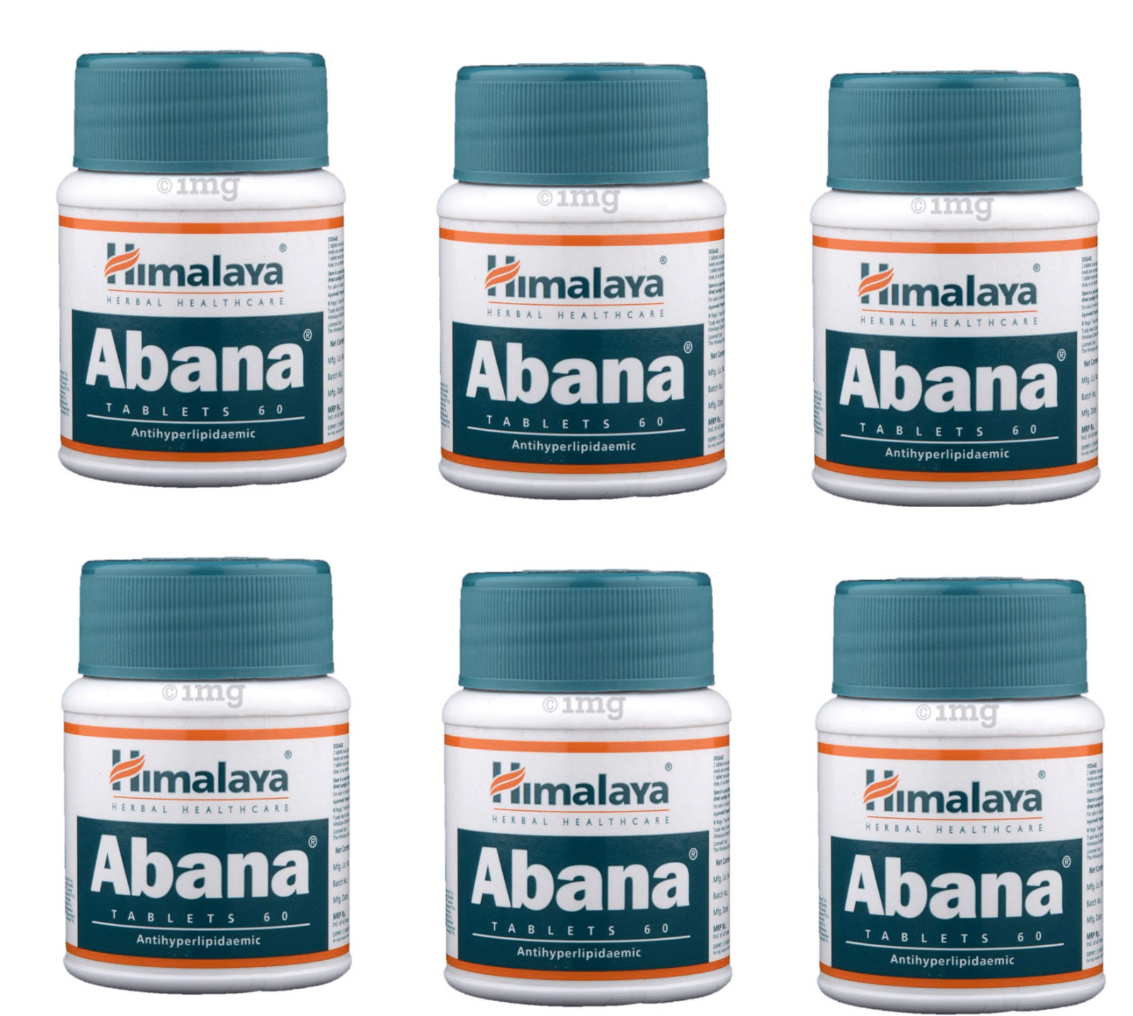 6 packs X Himalaya ABANA 60 Tabs Reduces Cholesterol | Free Shipping