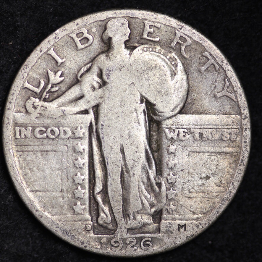 1926-D Standing Liberty Quarter Silver GOOD / VG FULL DATE FREE SHIPPING!