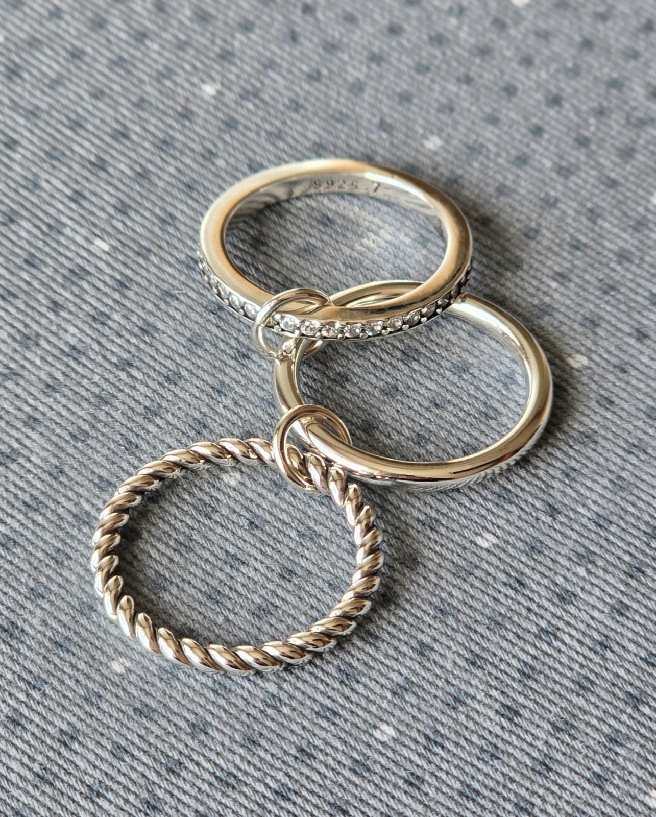 Sterling Silver 3 Stack Band Ring - Size N