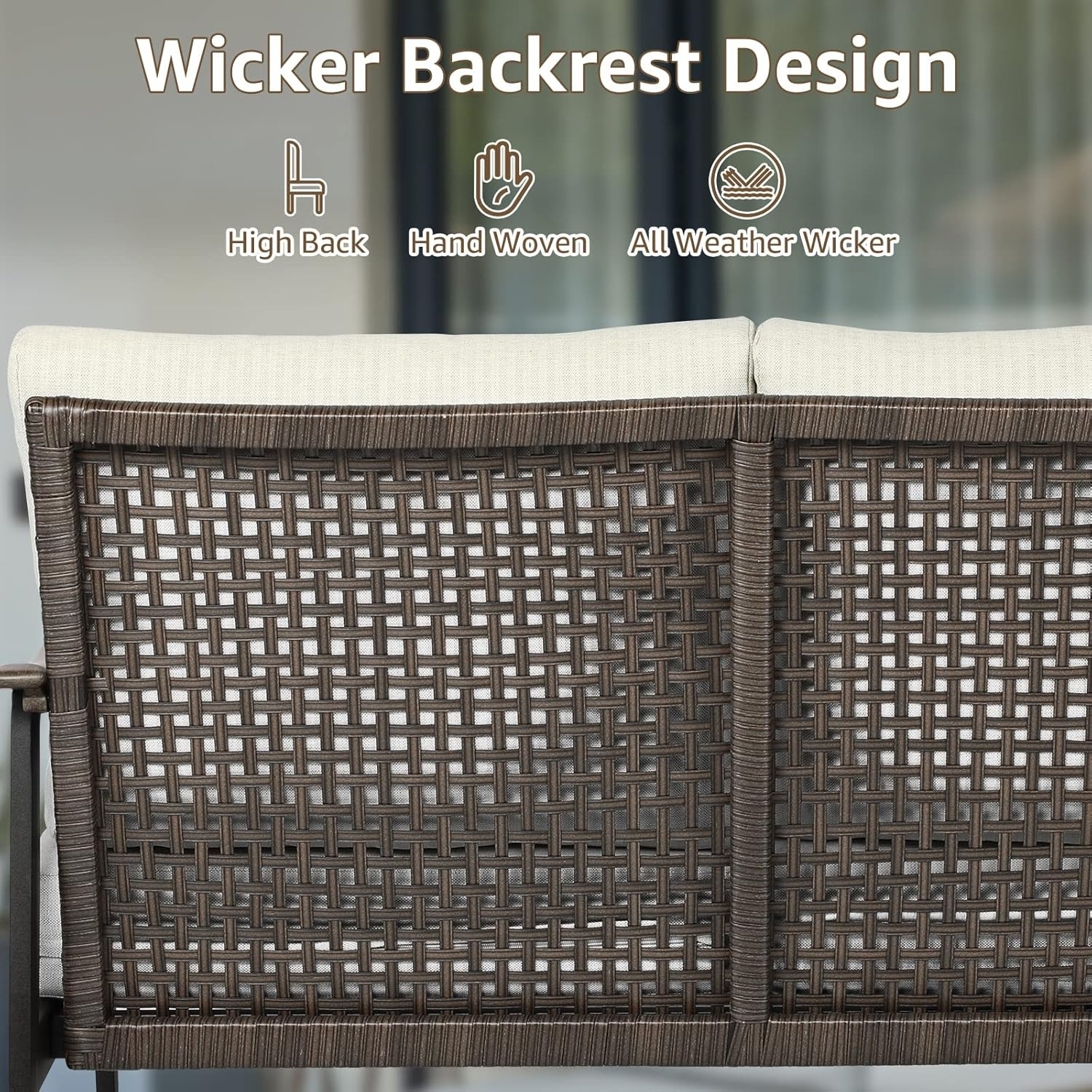 NATURAL EXPRESSIONS Patio Loveseat Sofa Outdoor Furniture Metal Chair with Wicke