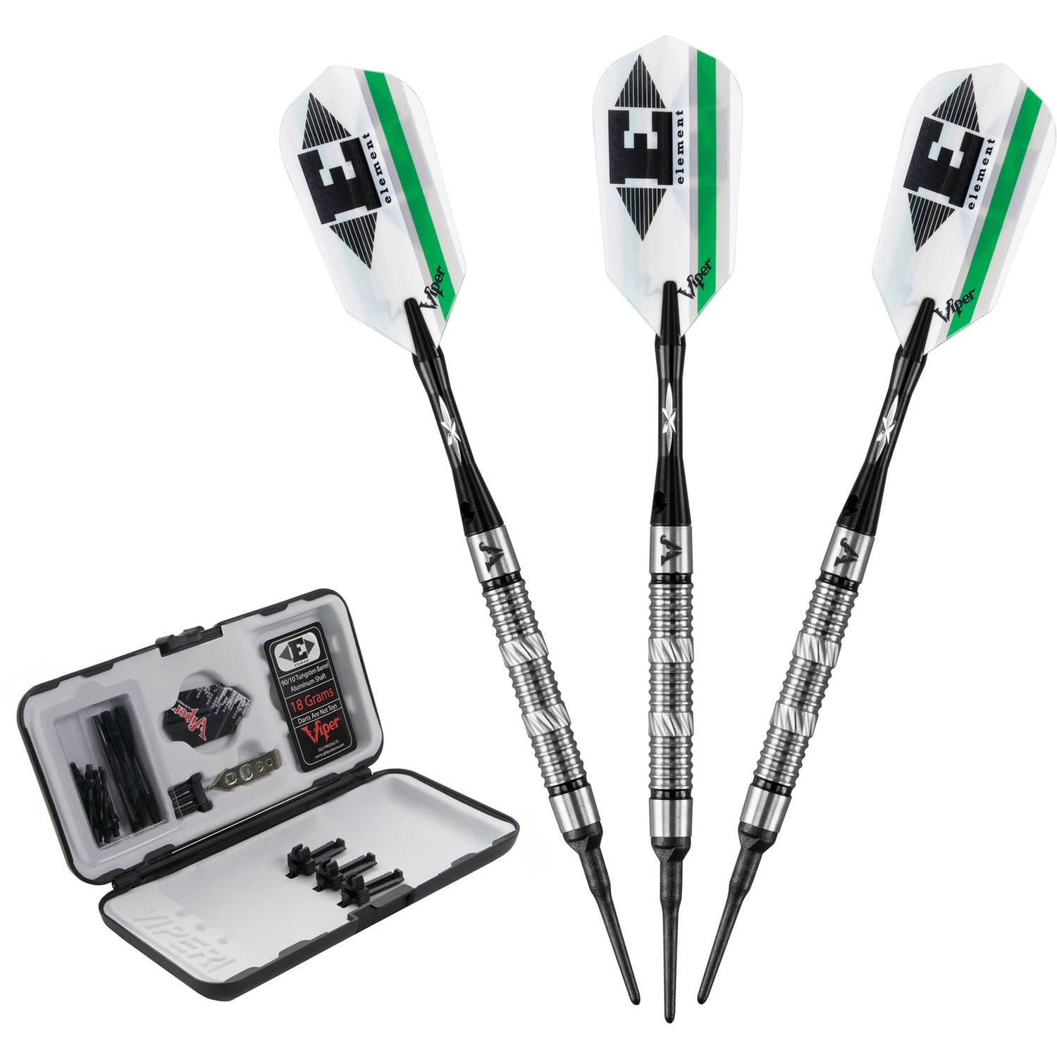 Viper Element Tungsten Soft Tip Darts Grooved Barrel 18 Grams
