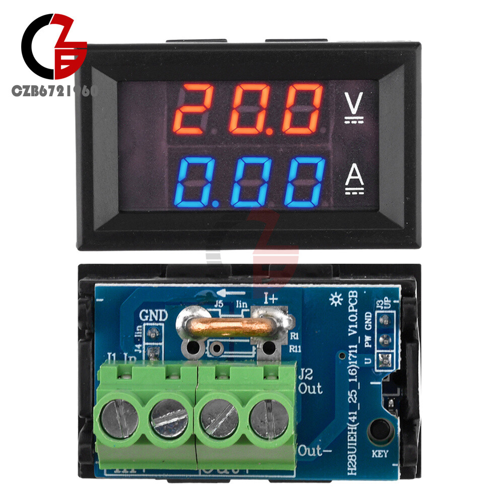 DC 7-100V 20A 50A Digital Voltage Ammeter Tester 0.28" 3-Digit Dual LED Display