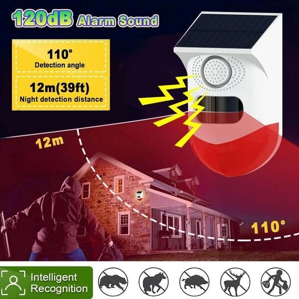 Outdoor Alarm with Solar Panel Pir