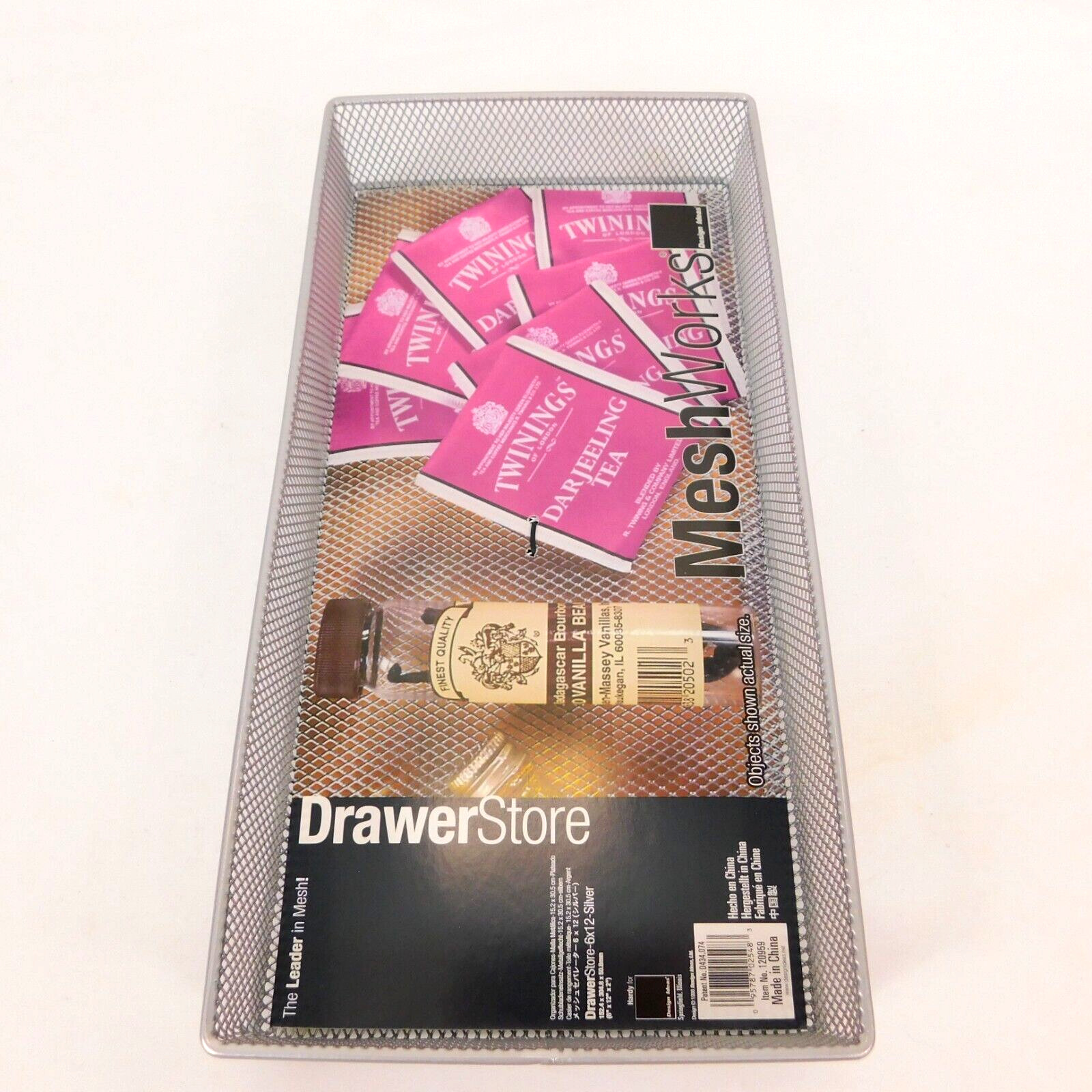 Design Ideas Drawerstore Mesh Works 6" x 12" x 2" Silver Stackable Storage Bin