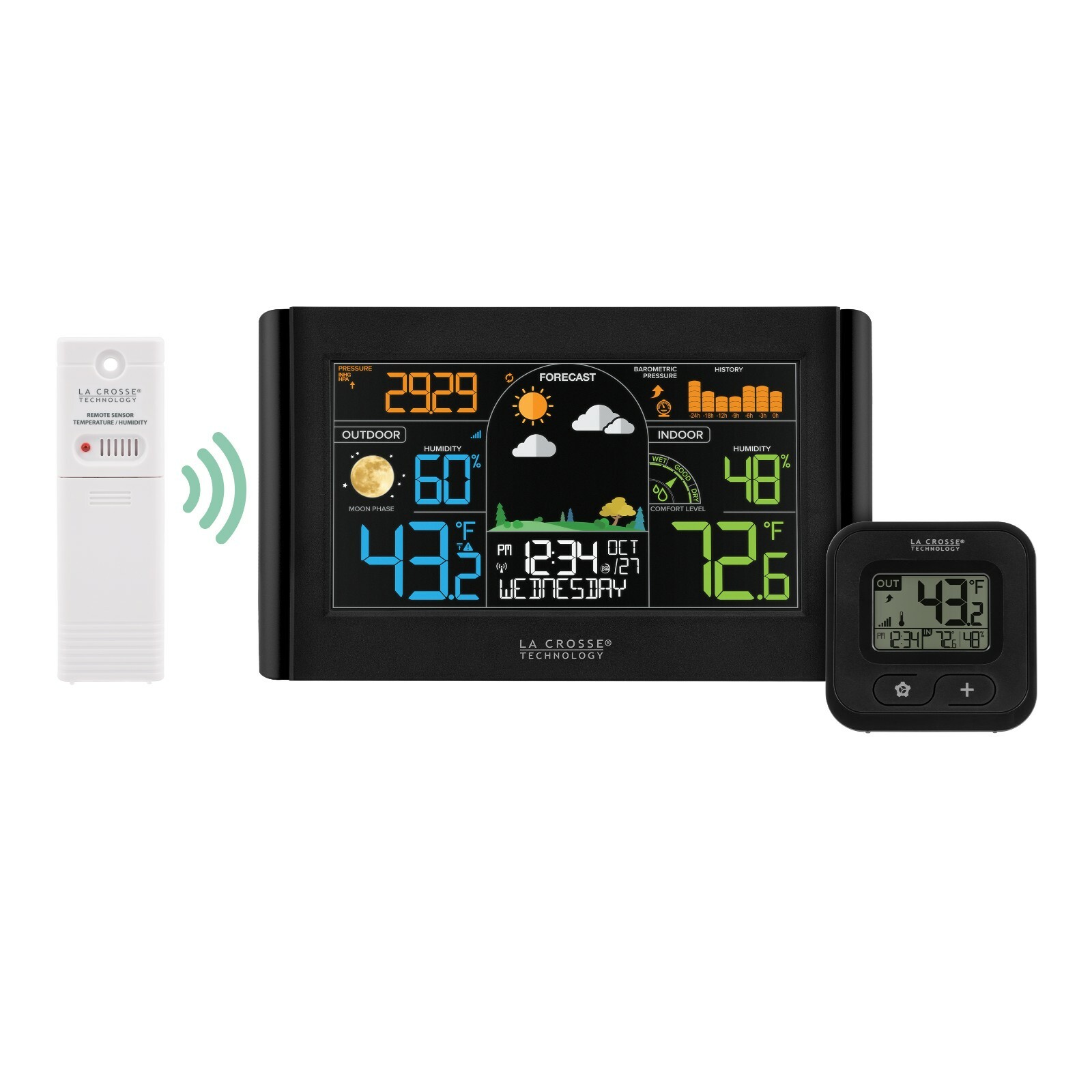 308-27937 La Crosse Technology Wireless Color Weather Station with TX141TH-BV3