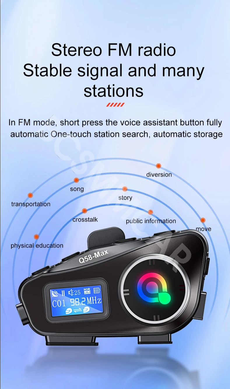 Motorcycle Helmet Intercom Bluetooth Headset Earphone For Android/iOS/HarmonyOS