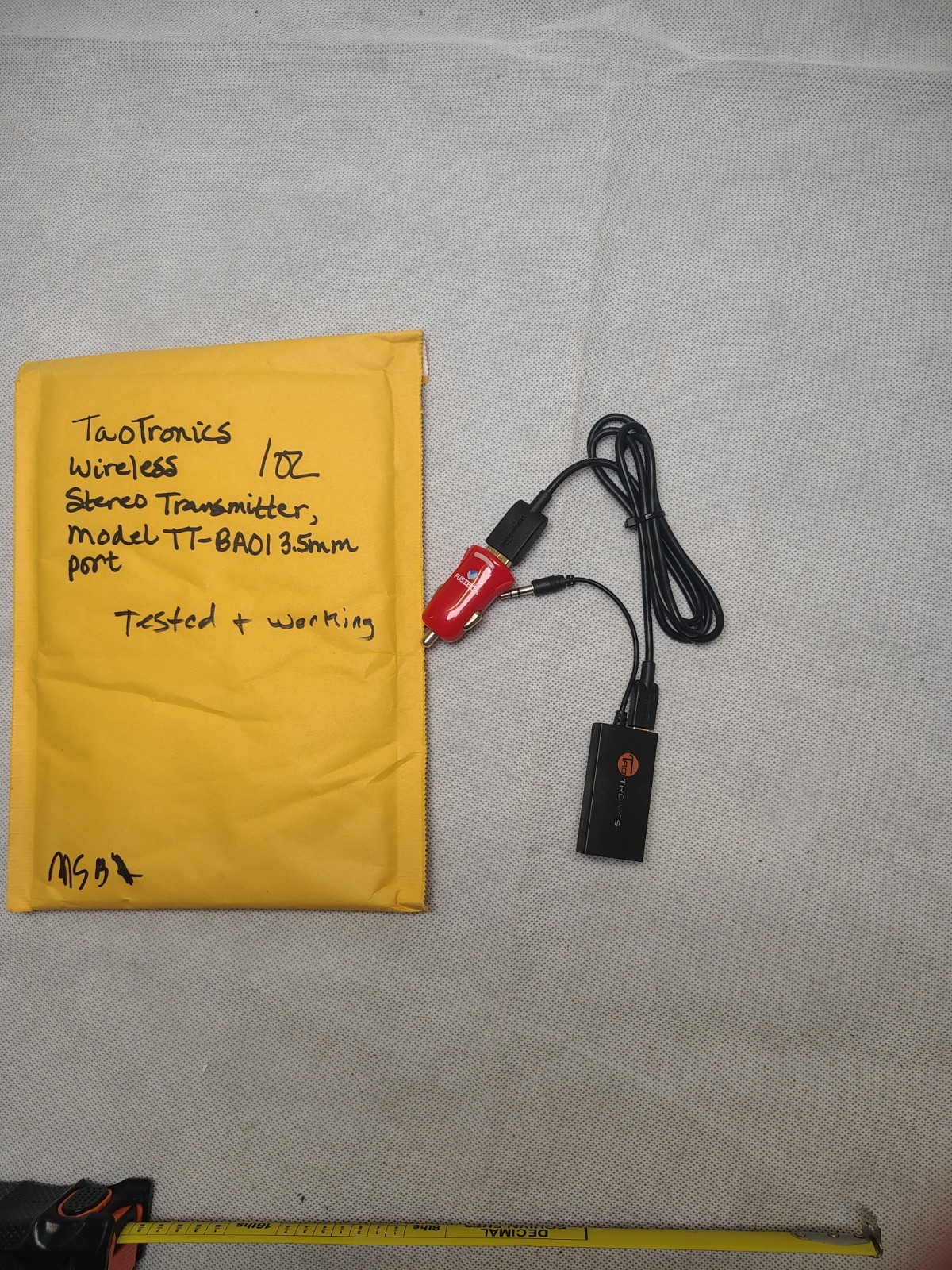TaoTronics TT-BA01 Wireless Stereo Audio Transmitter 3.5mm Tested Working