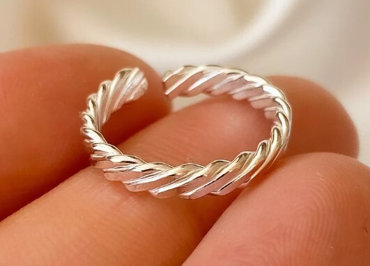 14k White Gold Plated Women's Adjustable Band Toe Ring Solid Metal 925 Silver