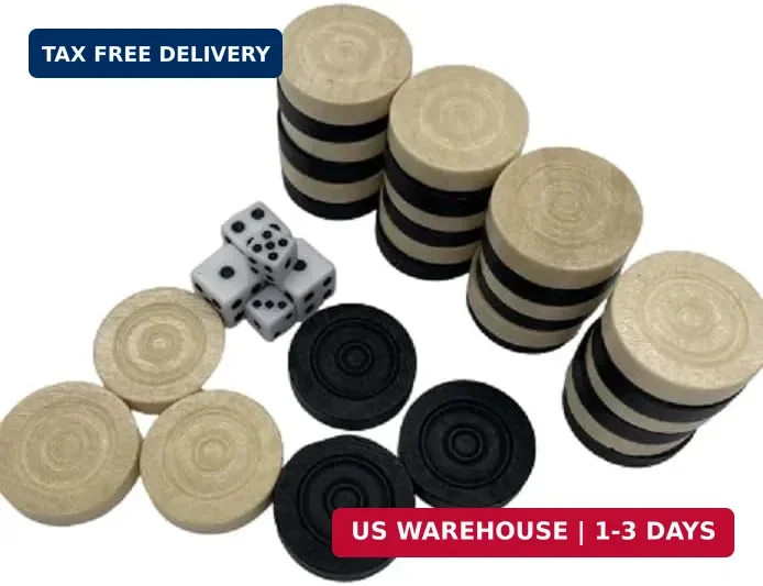 30 Pieces Wooden Backgammon Checkers Replacement Set Checker Board Games Playing