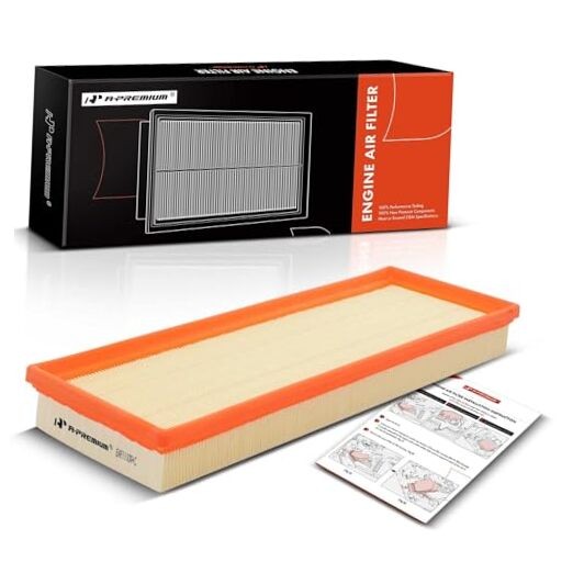 Engine Air Filter Compatible with Fiat 500 2012-2017, L4 1.4L, Flexible