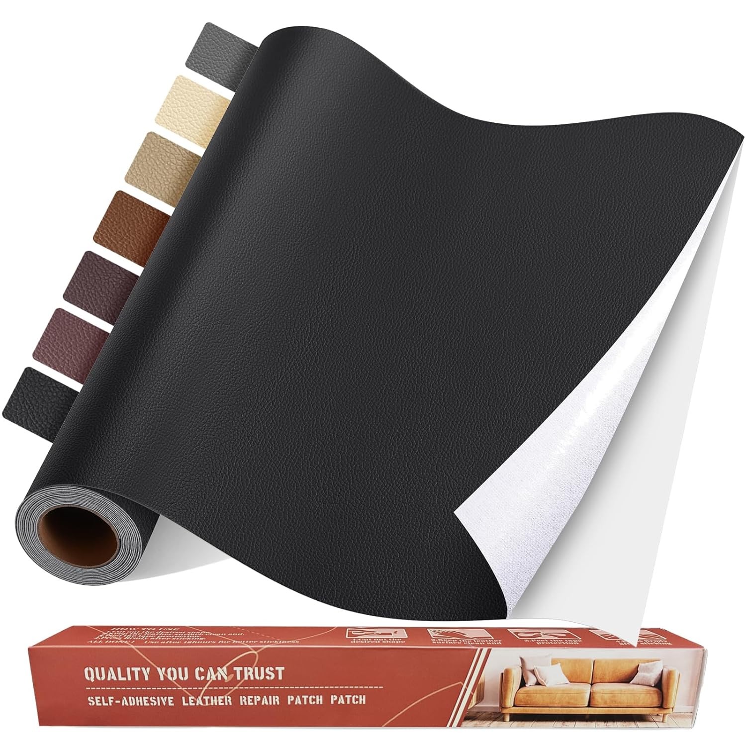 Self Adhesive Leather Repair Patch Kit, 31.5 in x 16 31.5x16 inch, Black