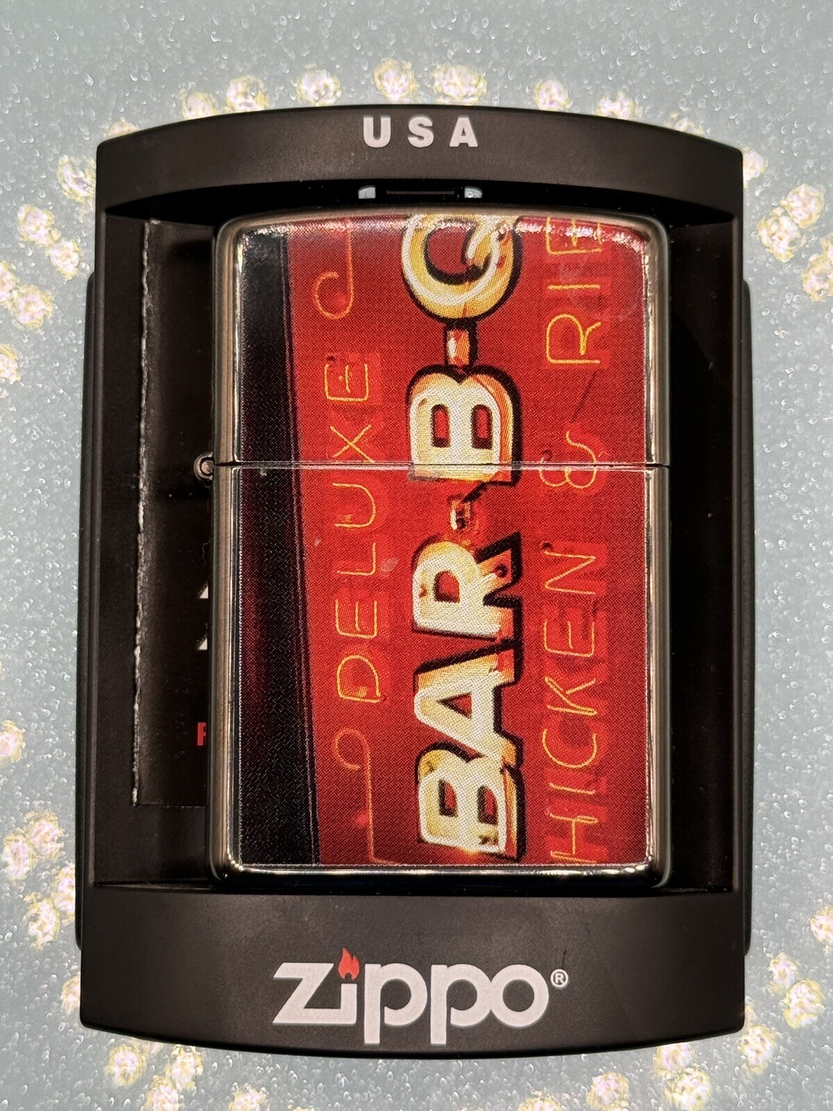 Vintage 2004 Home Cookin Bar-B-Q Midnight Chrome Zippo Lighter NEW BBQ