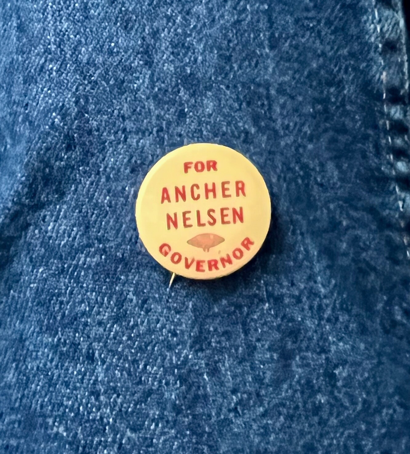 Scarce 1956 Ancher Nelsen For Governor Minnesota 1" Cello Political Remarks