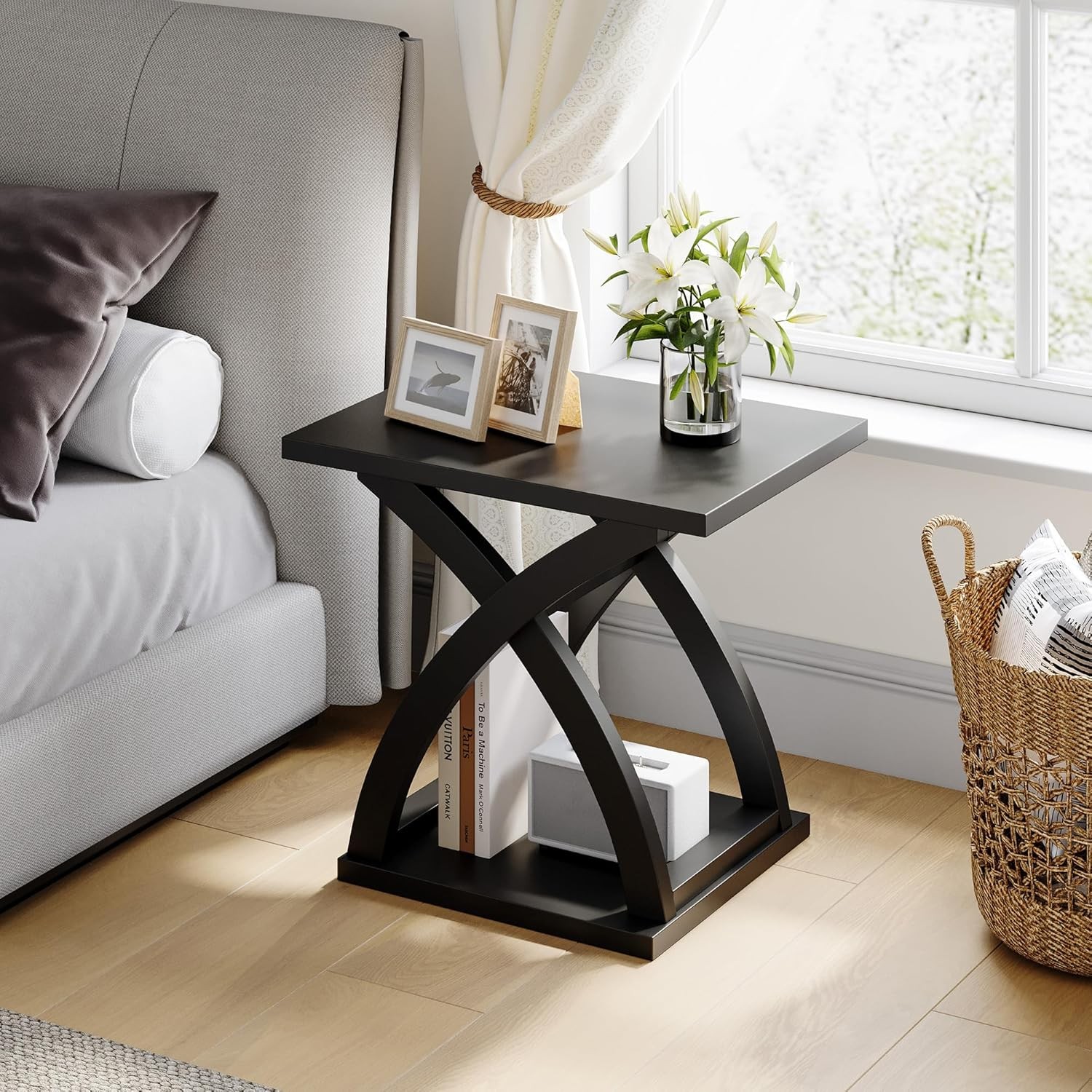 X-Design Side Table Living Room End Side Table End Table with Storage Shelf