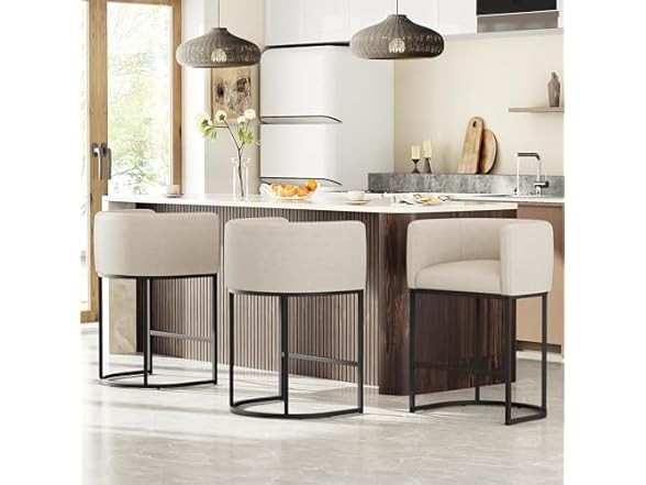 Beige 26" H Counter Height Bar Stools Set of 1