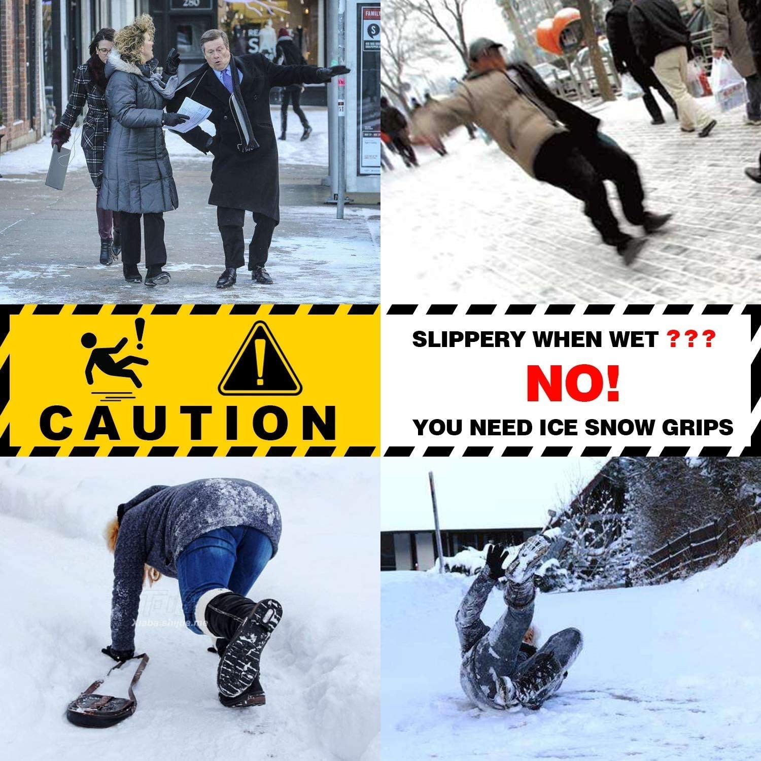 Ice Cleats, Ice Grips Traction Cleats Grippers Non-Slip Over Shoe/Boot Rubber...