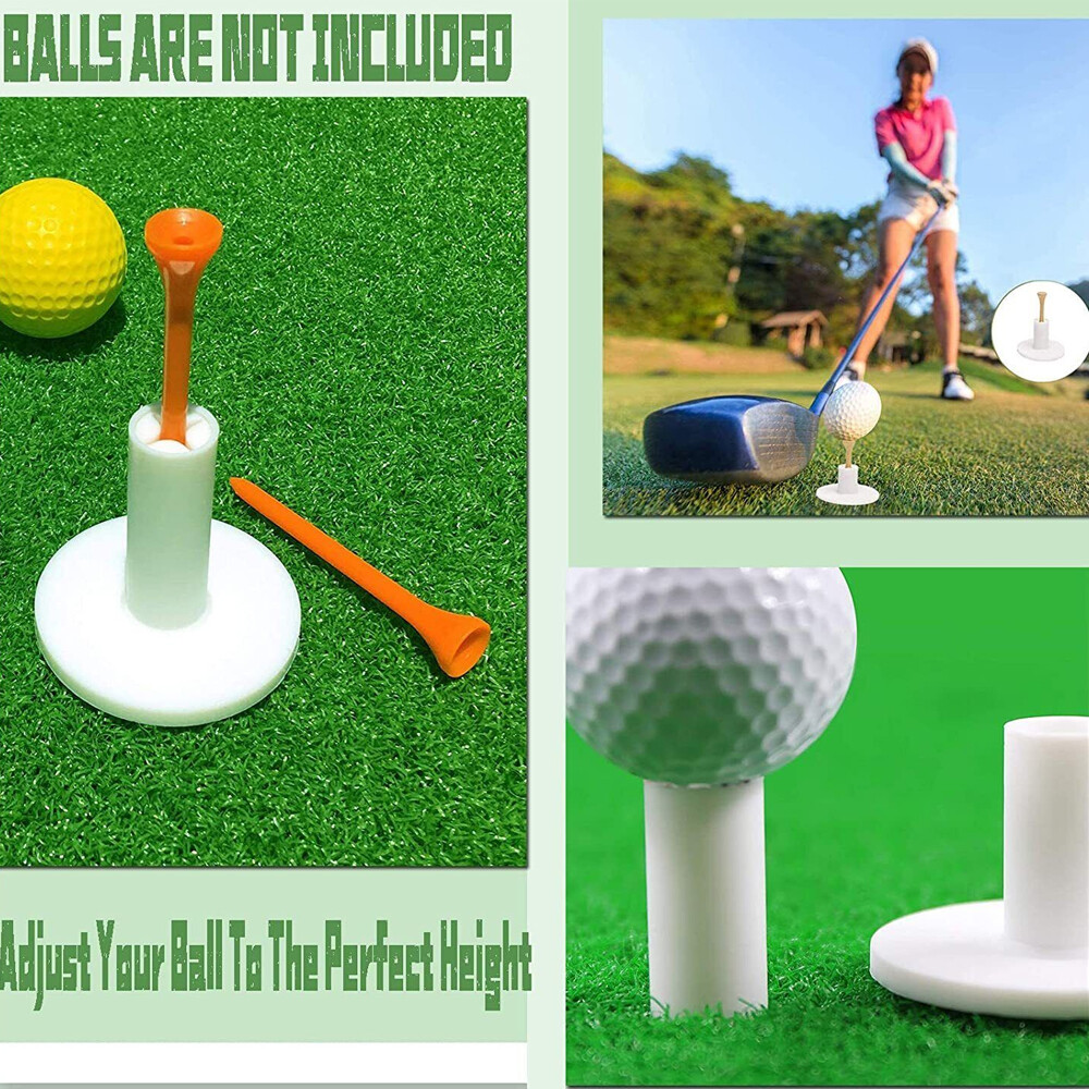 10 Pcs Rubber Golf Tees Holder Tee Range Driving Practice Mat Hitting White Hot