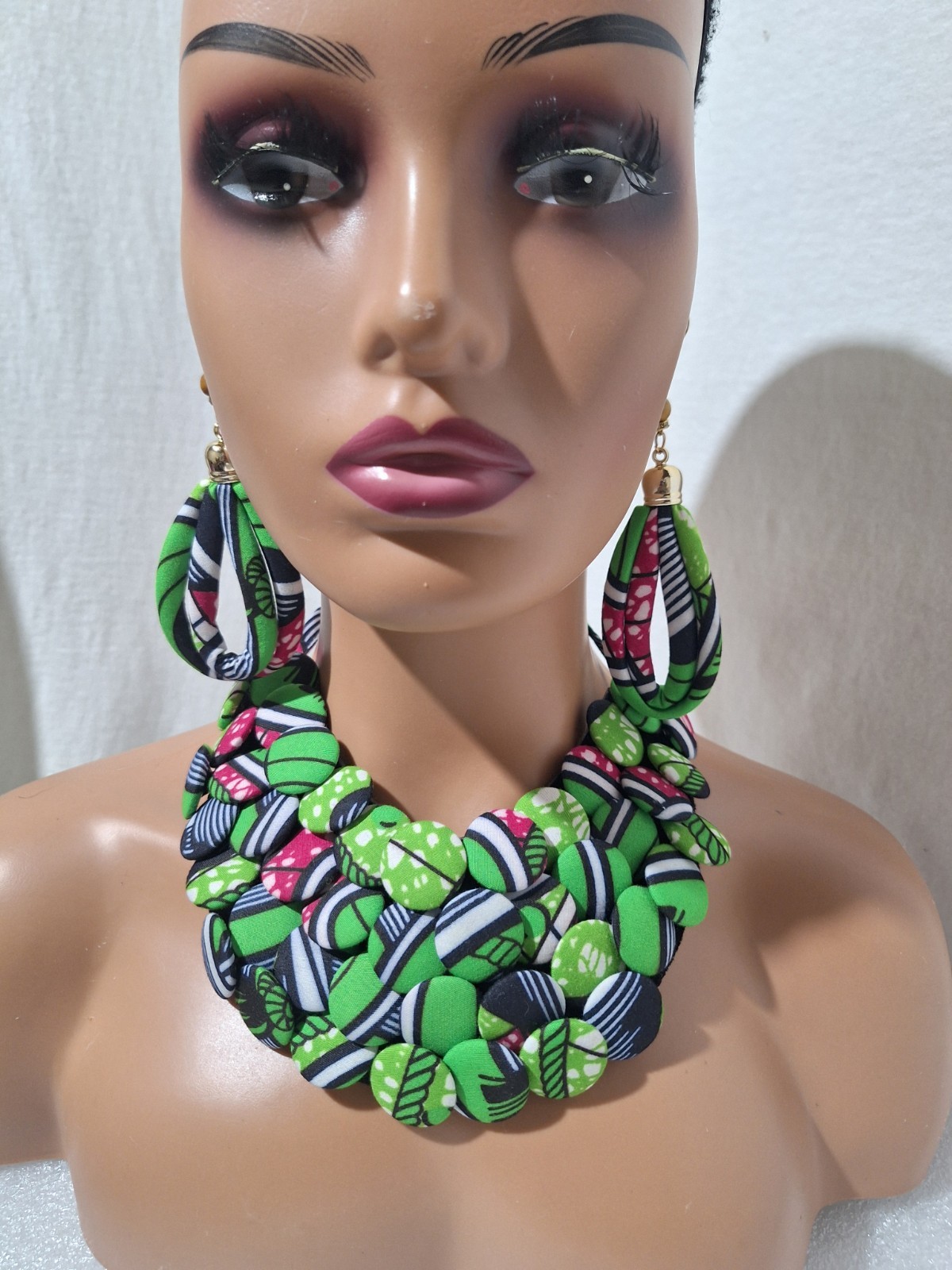 African Wax Print Necklace Set