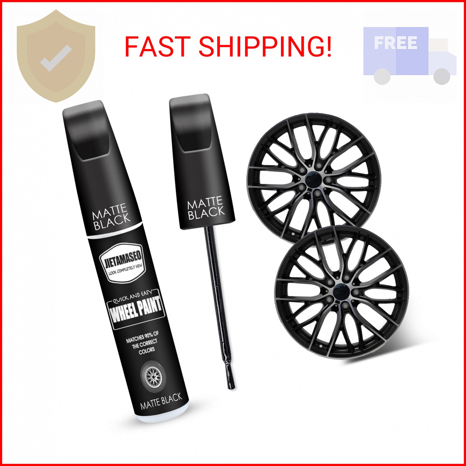 Matte Black Rim Touch Up Paint - Wheel Repair Kit Curb Rash, Quick And Easy Whee