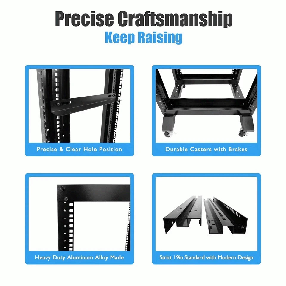 27U 4-Post Open Frame Server Rack 800MM Deep 19" Adjustable L Rails 700LB