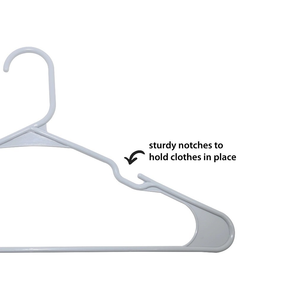 Plastic Notched Hangers for All Clothing Types Soft Silver 50 Pack