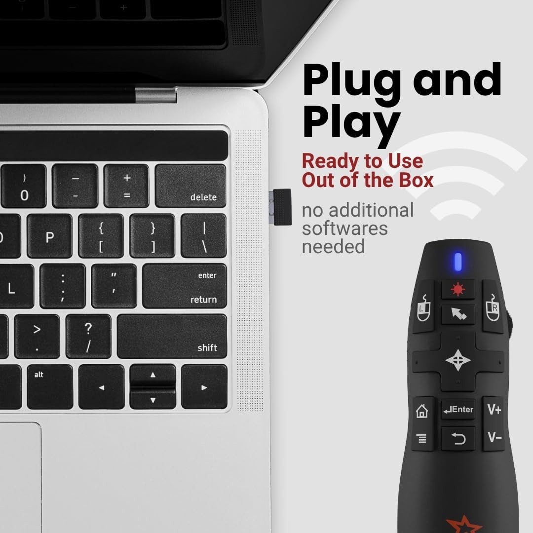 PR-820 Wireless Presentation Clicker with Laser Pointer, PowerPoint Clicker ...