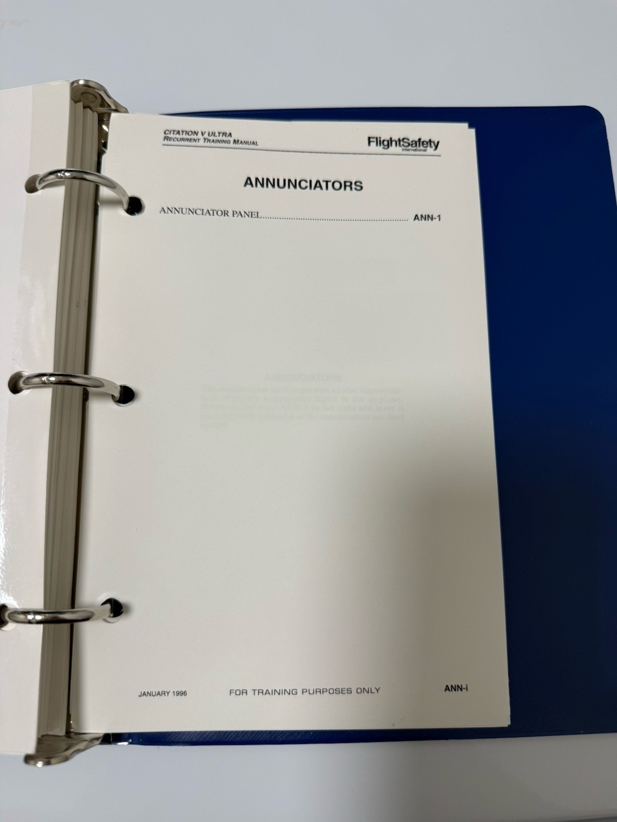 FlightSafety Citation V Ultra Recurrent Training Manual