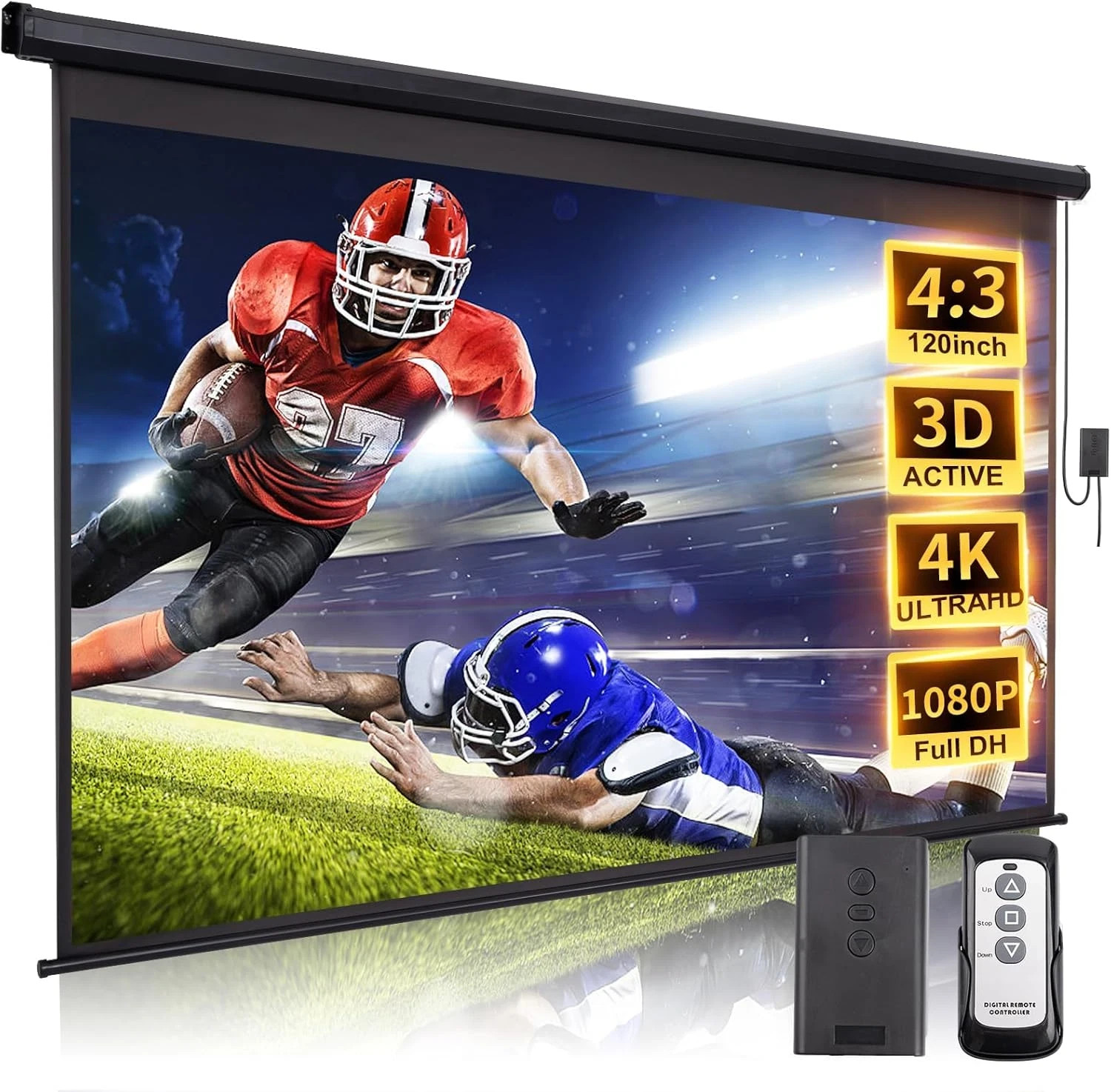 120 Inch Projector Screen Motorized 4:3 HD Electric Rising Projector Screen Pull