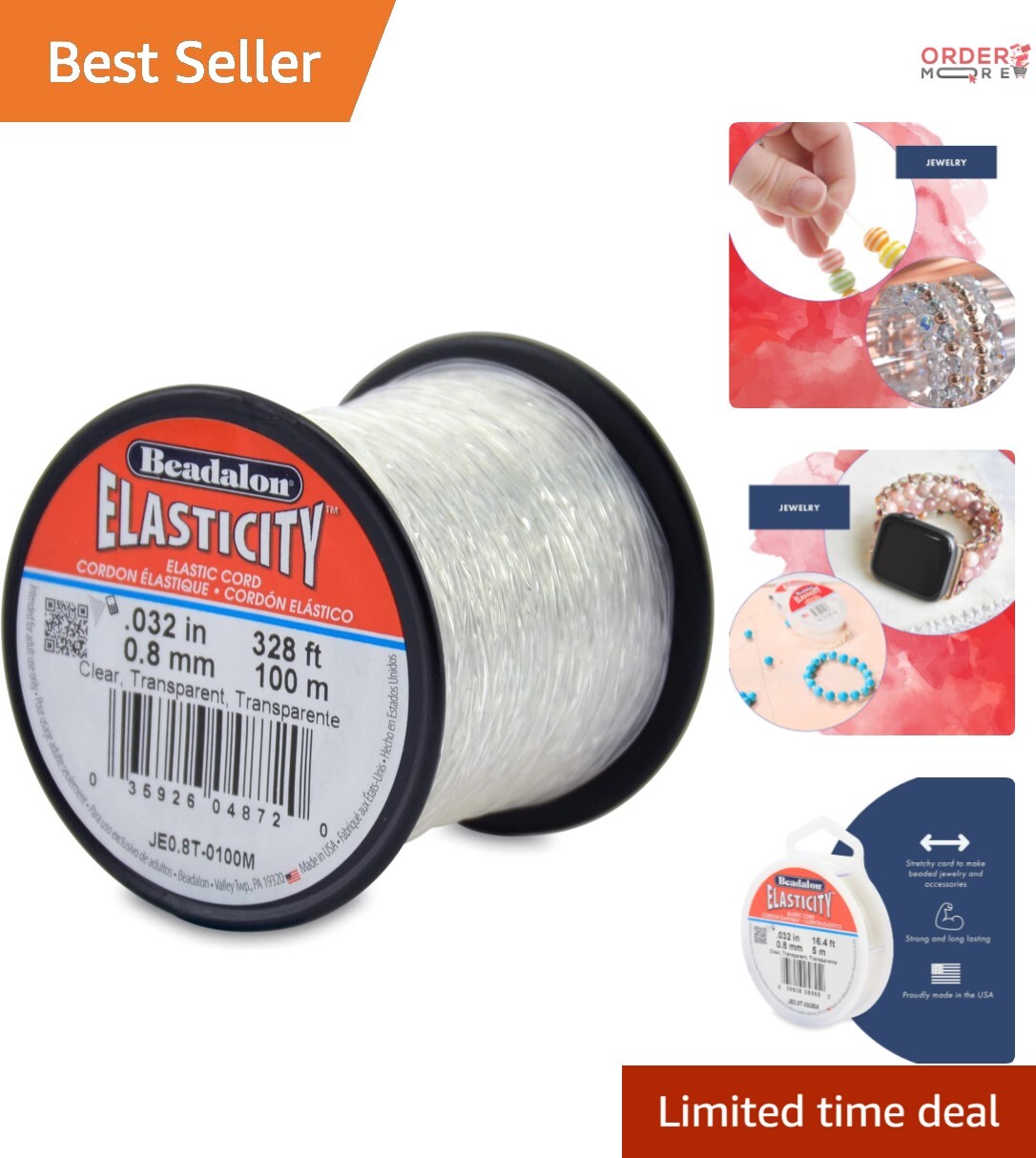 Elastic Cord Clear Strong 0.8mm 100m Jewelry Making Friendship Bracelets