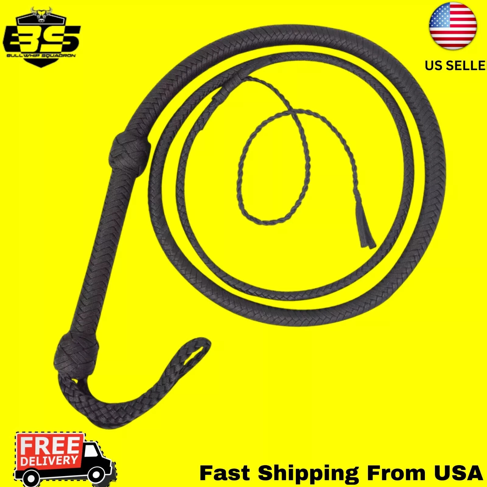BULL WHIP 04 to 12 Feet 16 Plaits Para-cord Nylon CUSTOM BULLWHIP