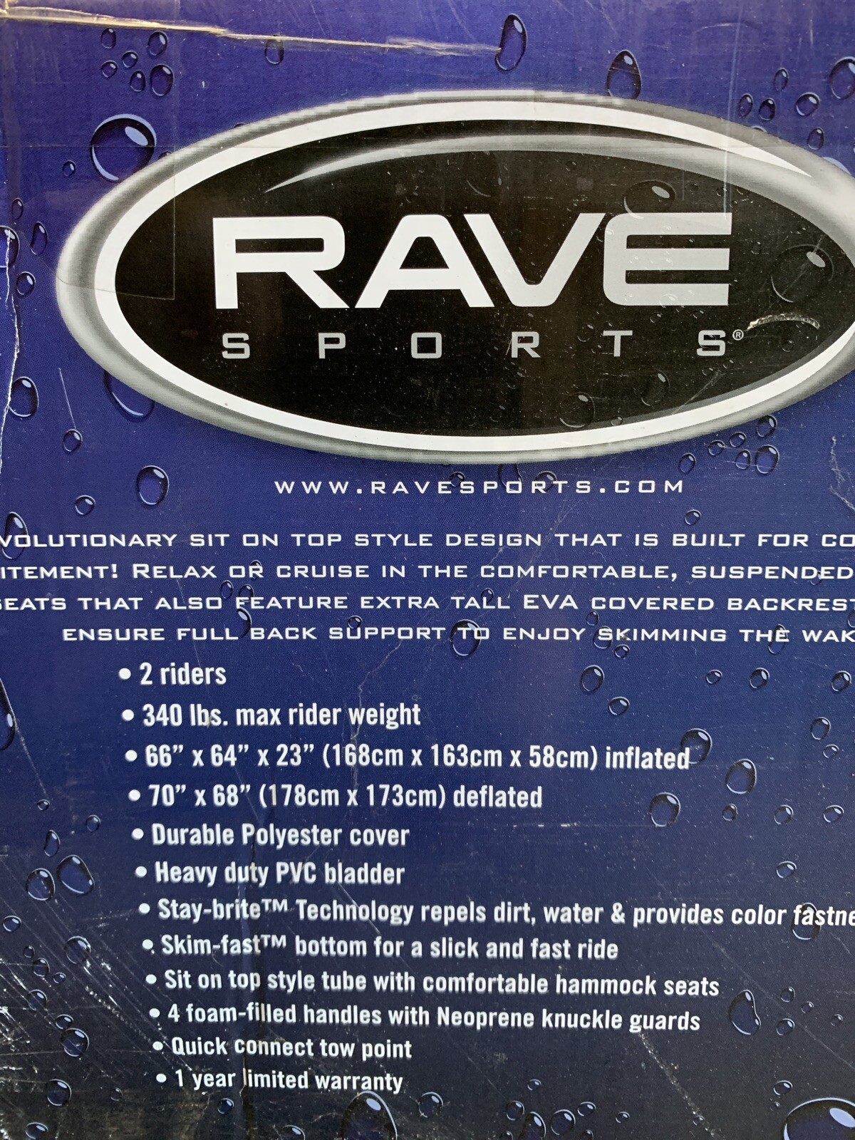 Towable RAVE Sports Warrior II NIB - Sealed - Ships SuperFast UPS