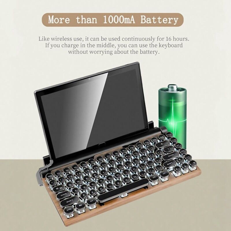 Retro Typewriter Keyboard Wireless Bluetooth Mechanical Keyboards 83 Keys NEW