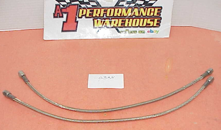 2 Stainless Steel Hoses 18" Long with -03 AN Straight Crimp Fittings A111
