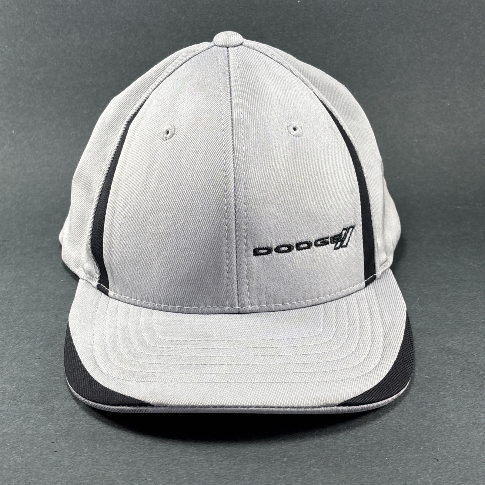 2 Dodge Racing Stripes Black Hat Cap - Hash Rally Stripes - Black and Grey