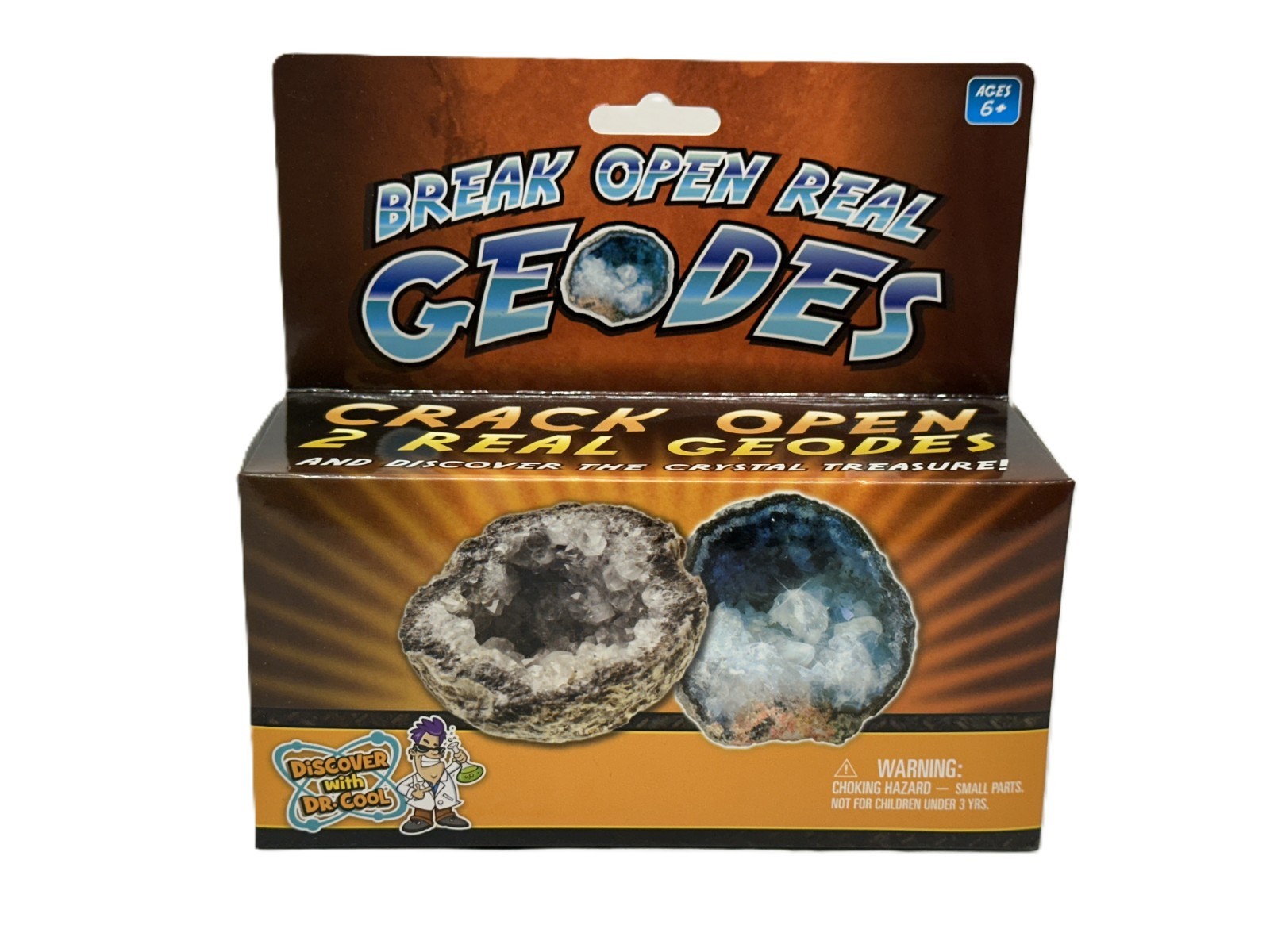 Discover with Dr. Cool Break Open 2 Real Geodes Find Crystal Treasure Kit