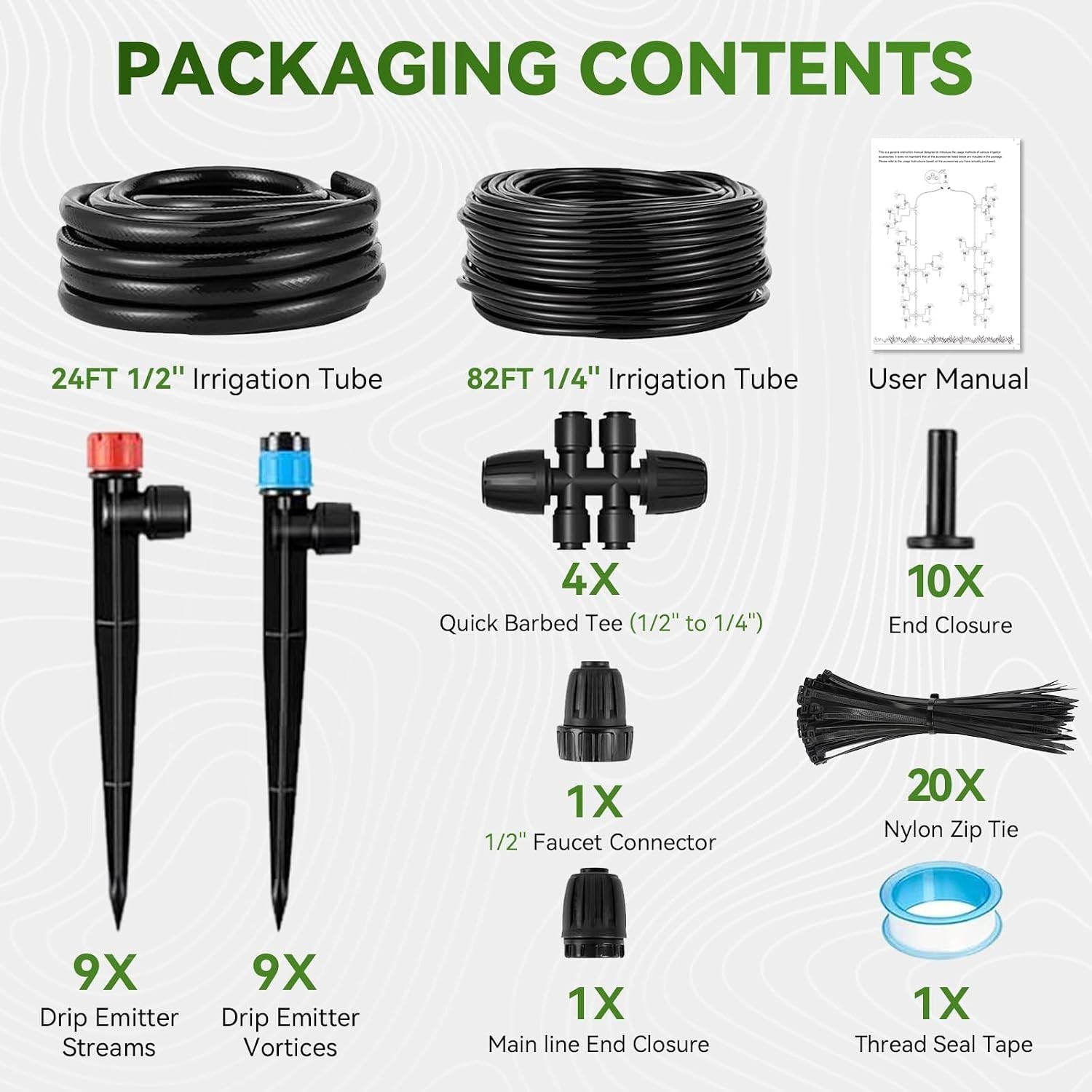 Adjustable Drip Irrigation System: 106FT Quick Connect Garden Watering Solution