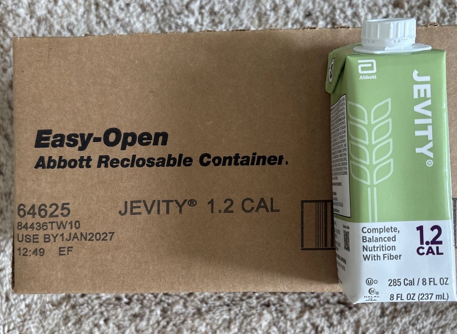 Free Shipping Jevity 1.2 Cal 24 Cartons Tube Feeding Formula Fiber Exp 2027
