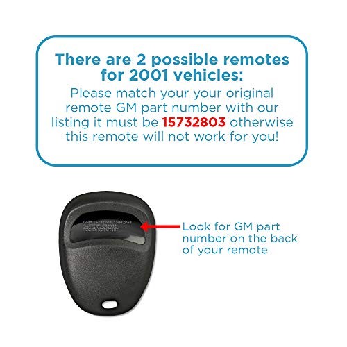 Replacement for Keyless Entry Car Key Vehicles That Use 3 Button 15732803