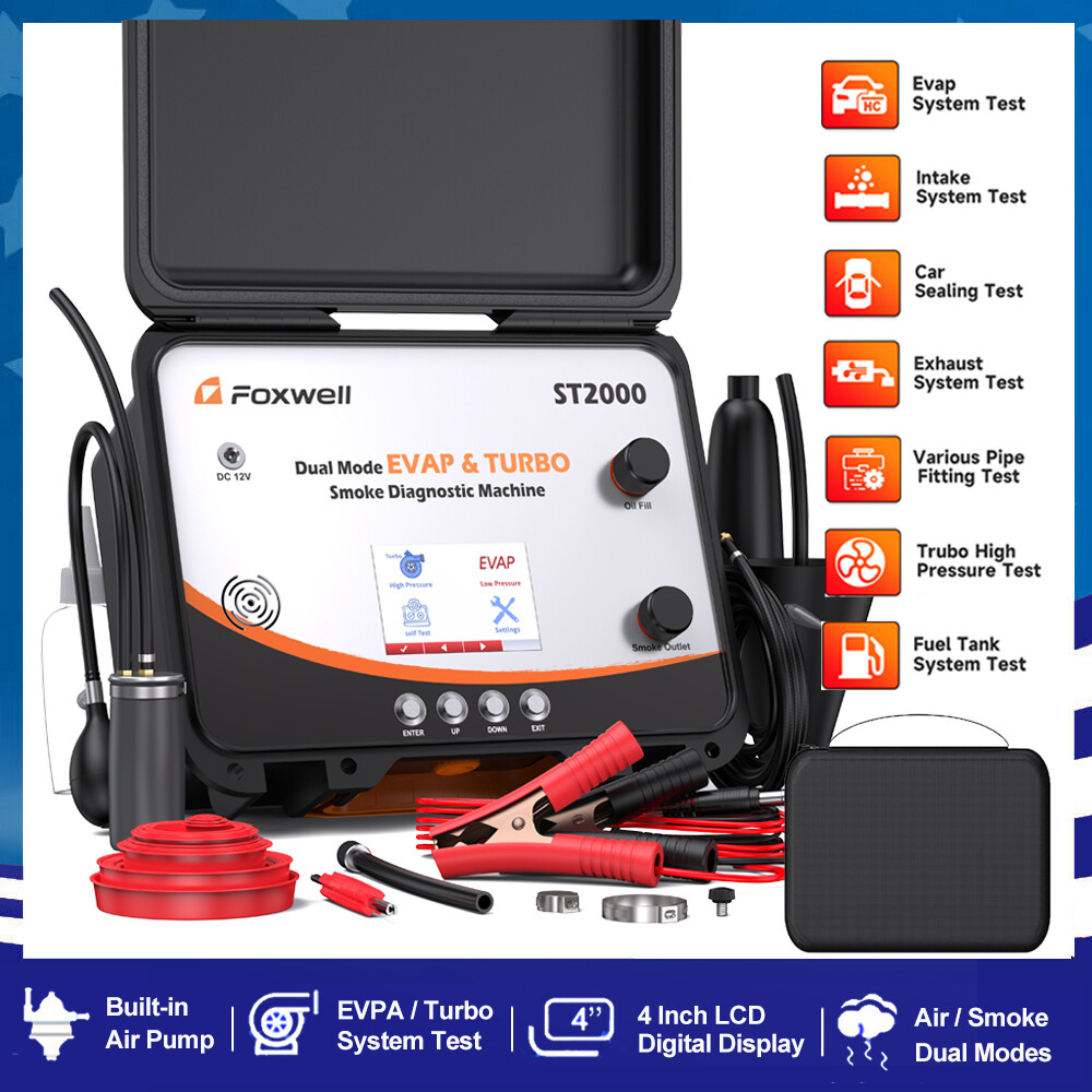 FOXWELL ST2000 Turbo Intake Leak Detector Smoke Machine 4" LCD Screen