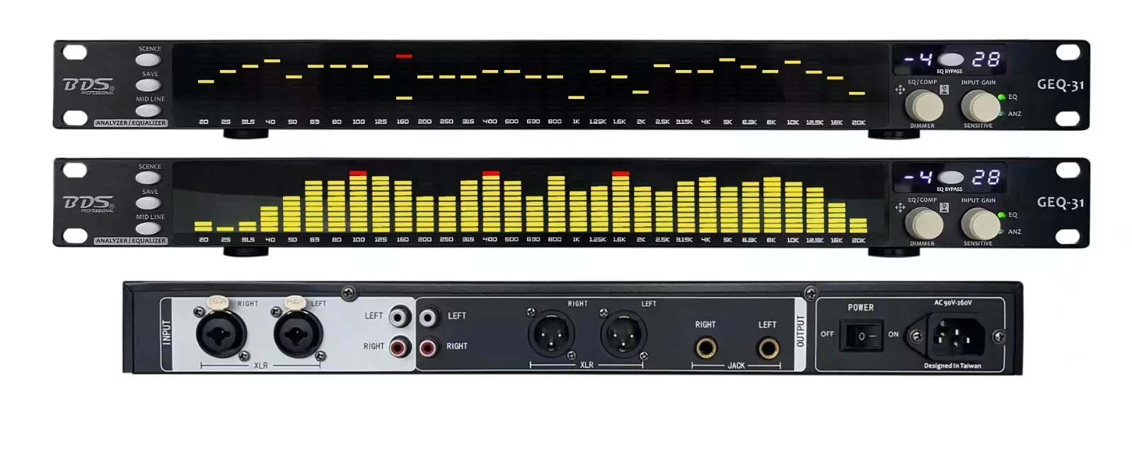 BDS GEQ-31Y Mono Digital Spectrum Analyzer Audio Spectrum Indicator Amplifier