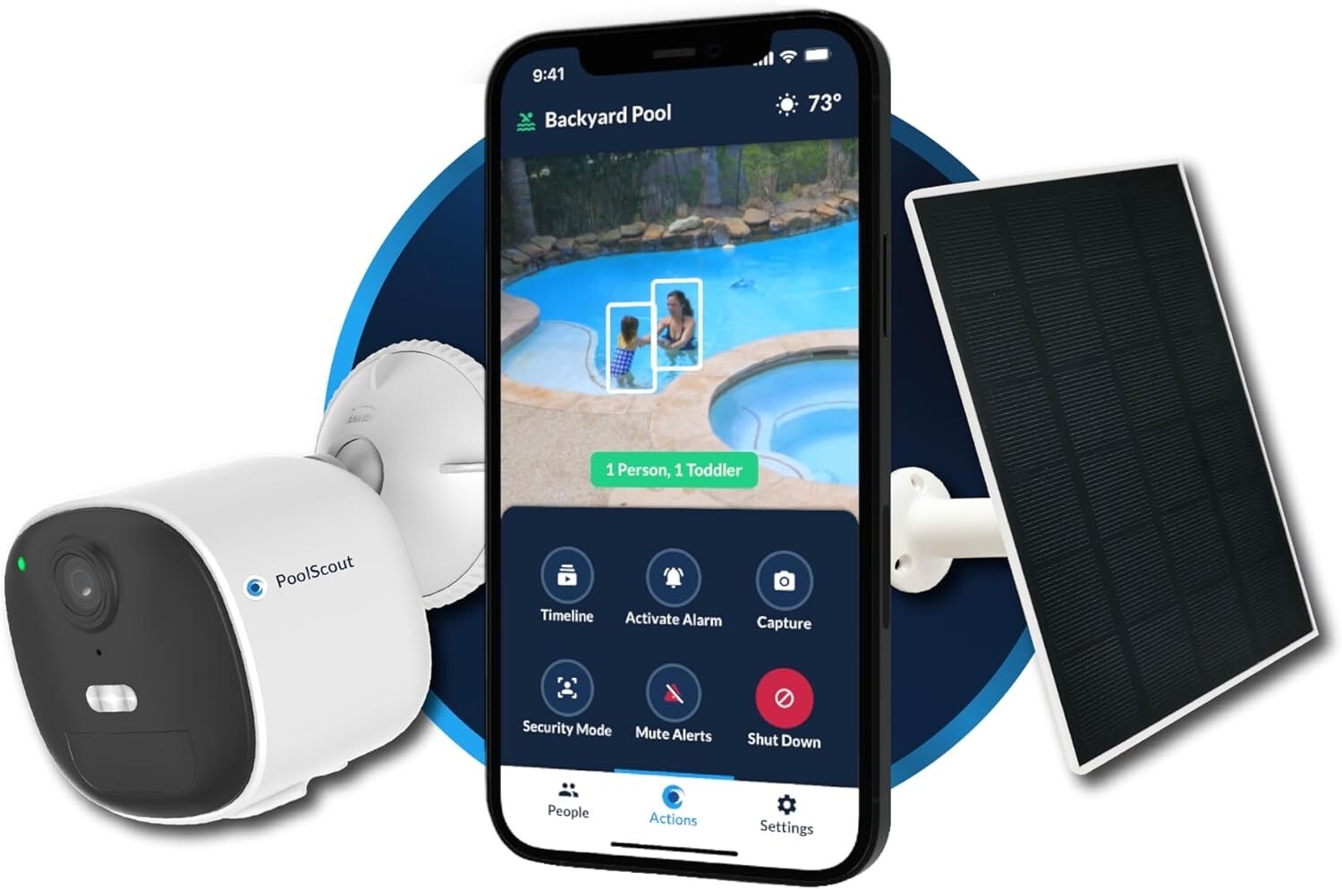 PoolScout: Wireless Pool Security Camera, Battery & Solar, Drowning , Open box