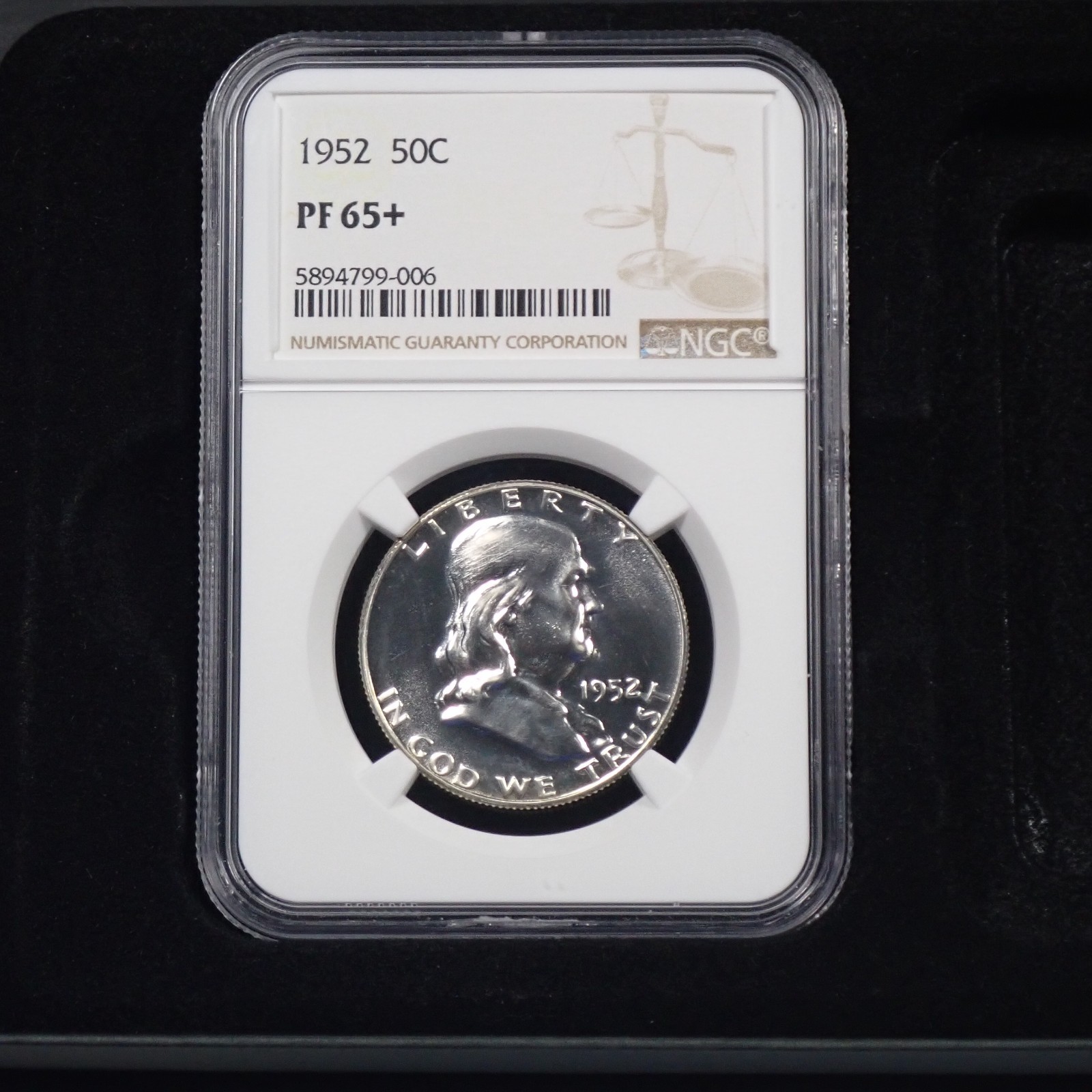 1952 PROOF FRANKLIN HALF DOLLAR 50C NGC PF 65+