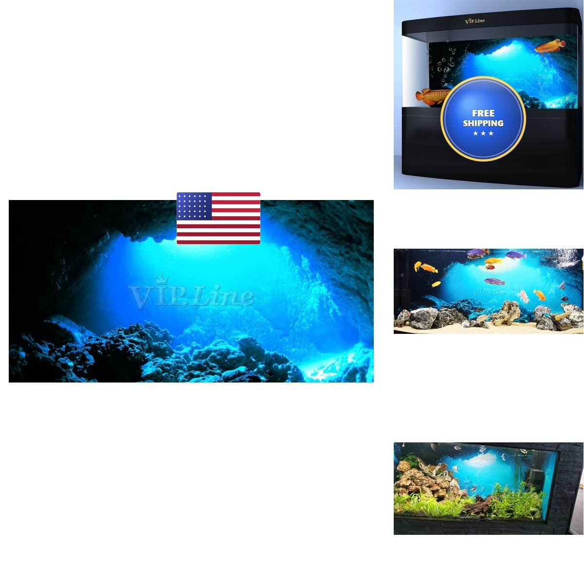 Generic Aquarium Background Poster Under Water Cave Sunlight Fish Tank Backdrop