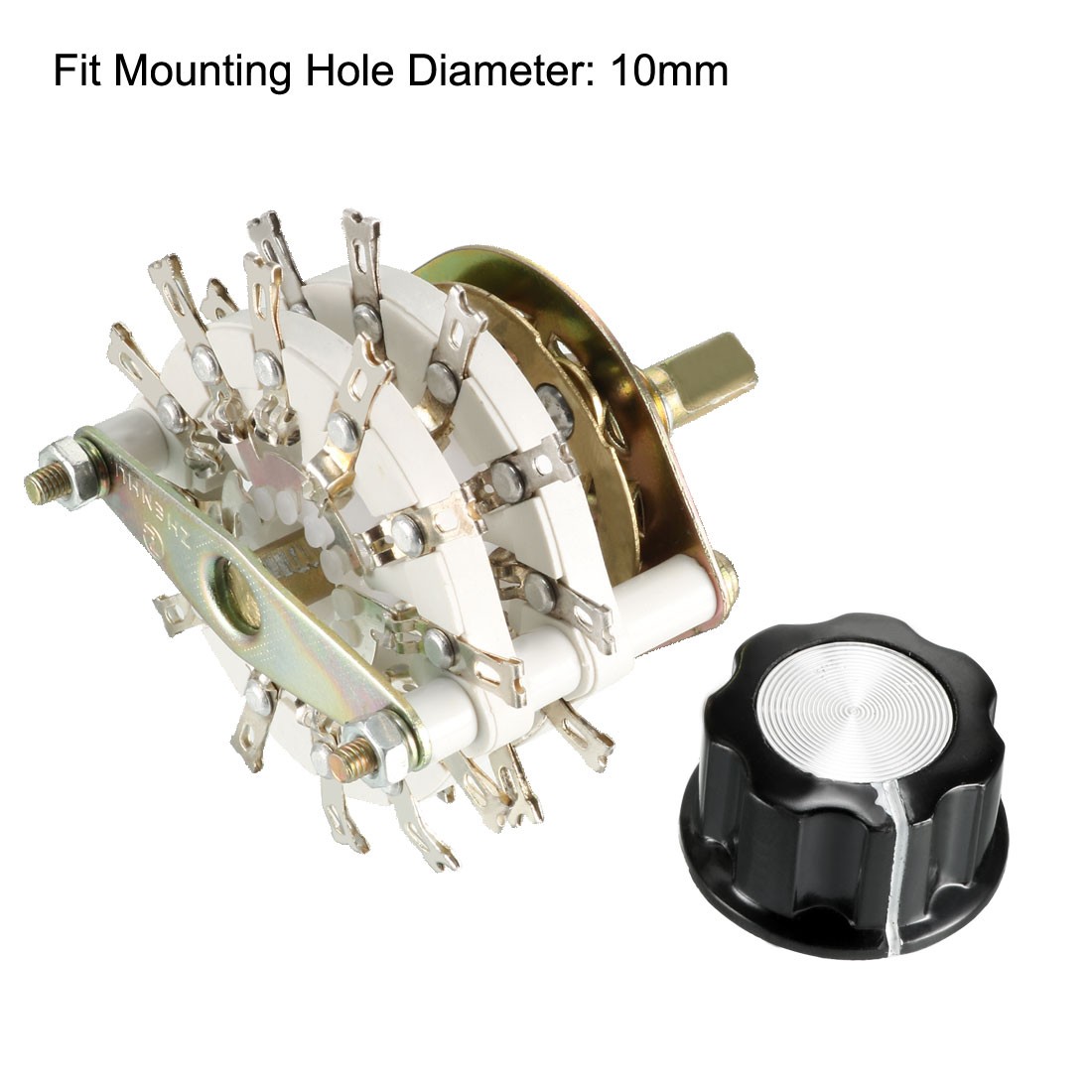6P3T 6 Pole 3 Throw 2Deck Band Channel Rotary Switch Selector with Plastic Knobs