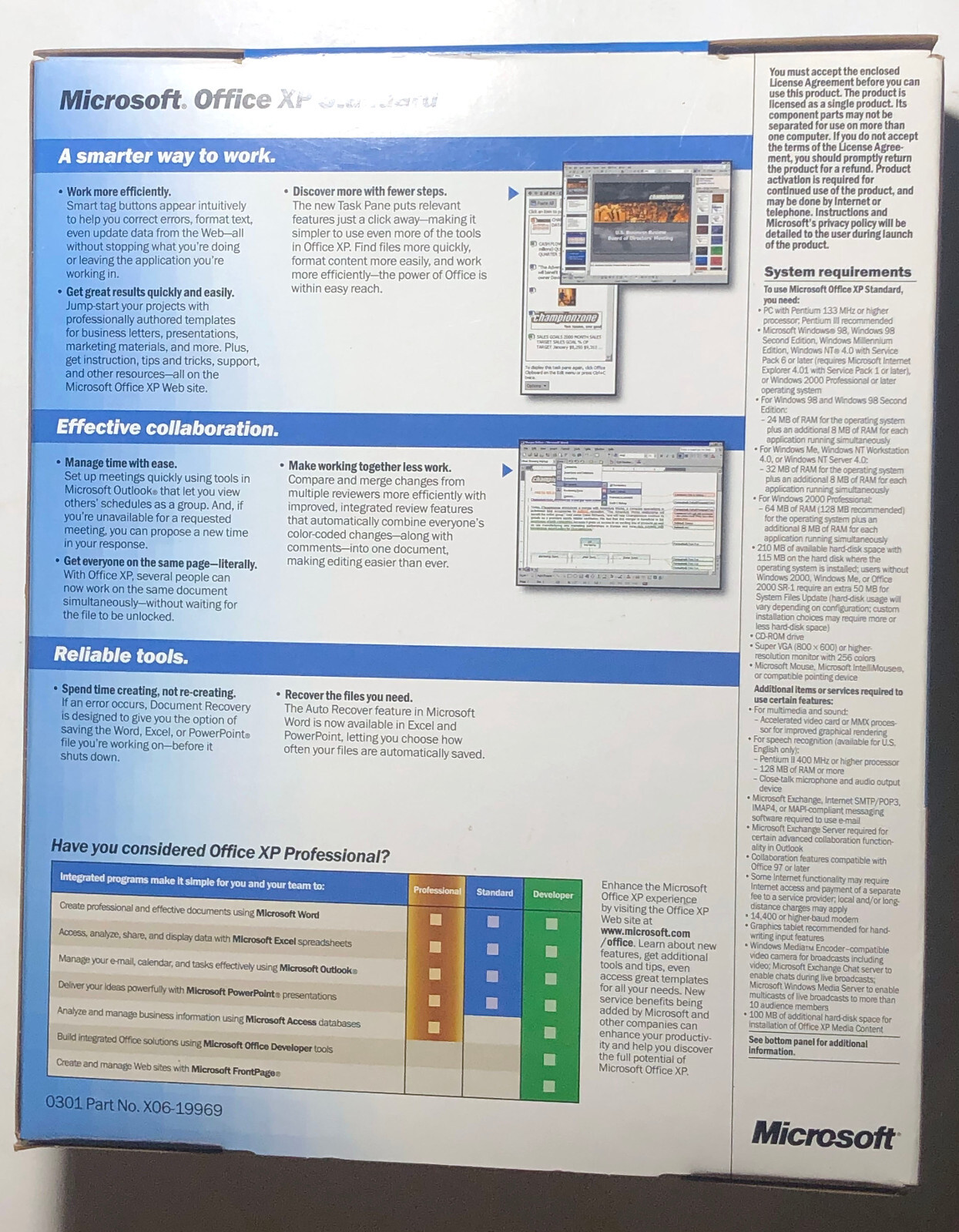 Microsoft Office XP Standard Version 2002 PC Computer Software Complete